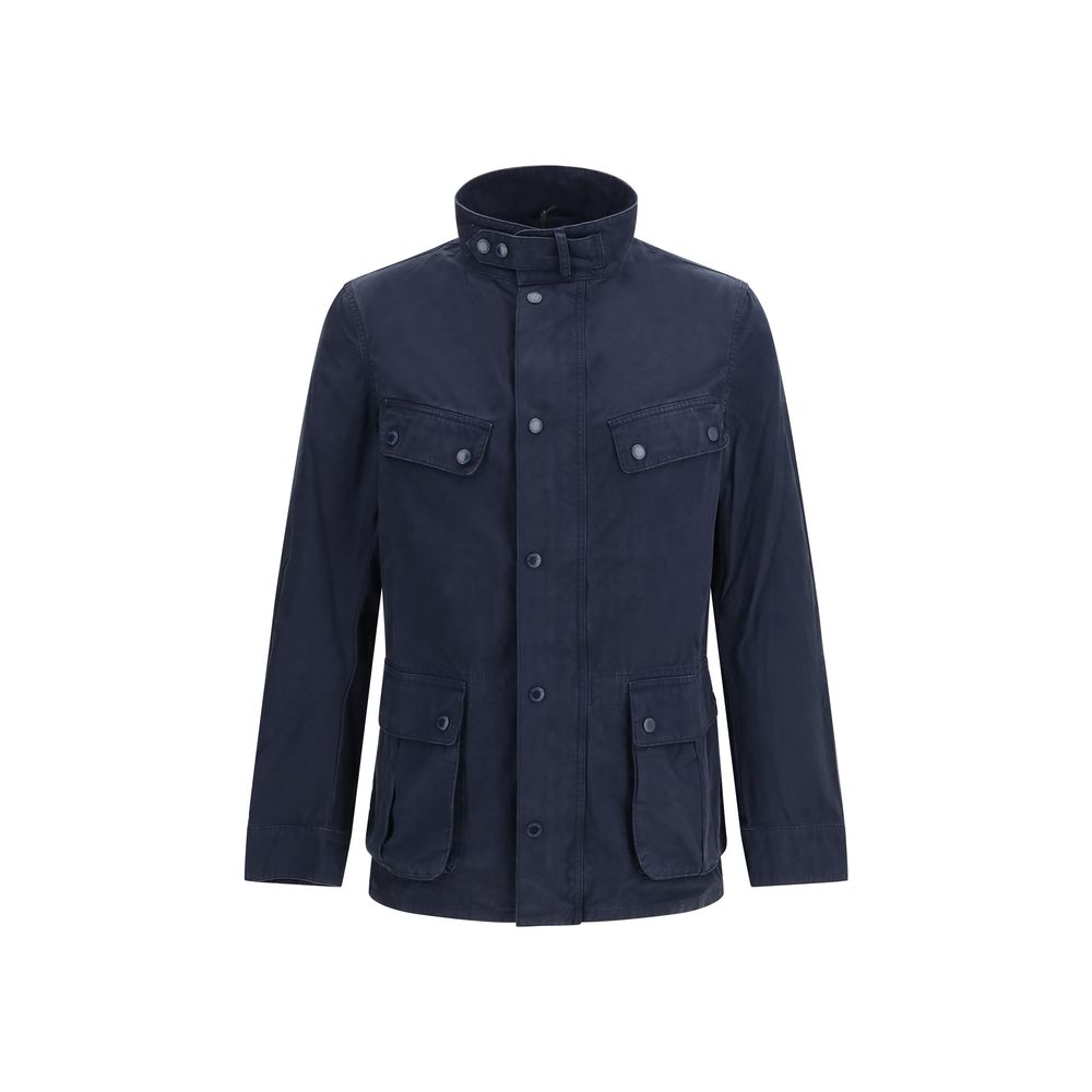 Blue Cotton Full-Length Jacket - ventzia