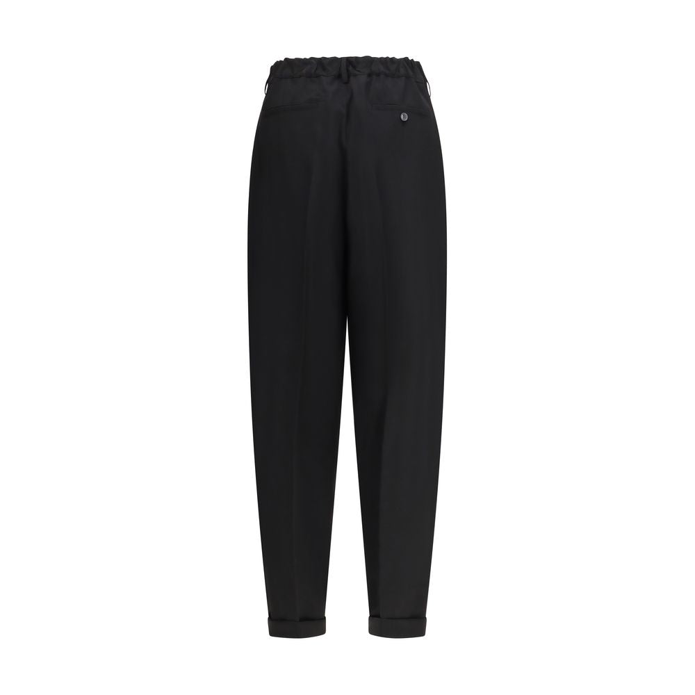 Black Fleece Wool Casual Pants - ventzia