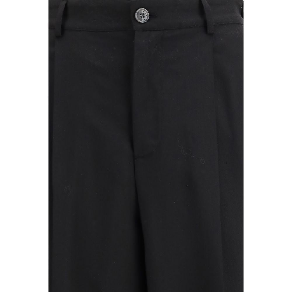 Black Fleece Wool Casual Pants - ventzia