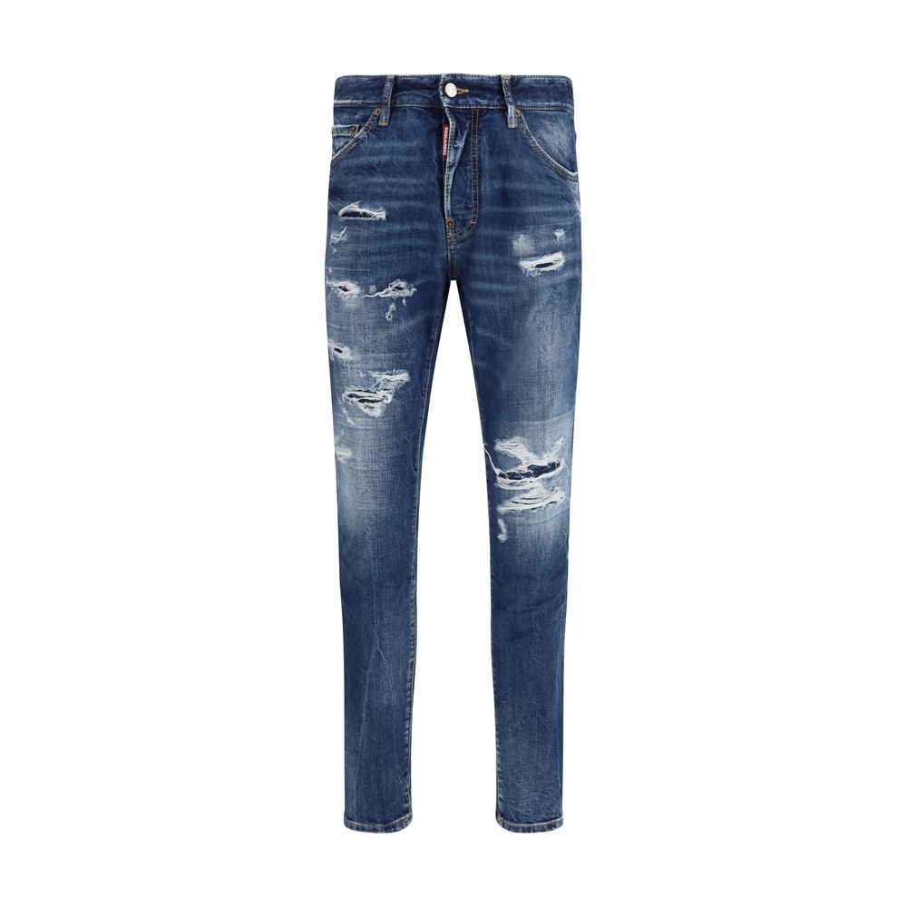 Blue Cotton Slim Fit Jeans - ventzia