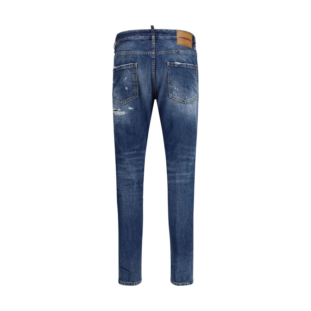 Blue Cotton Slim Fit Jeans - ventzia