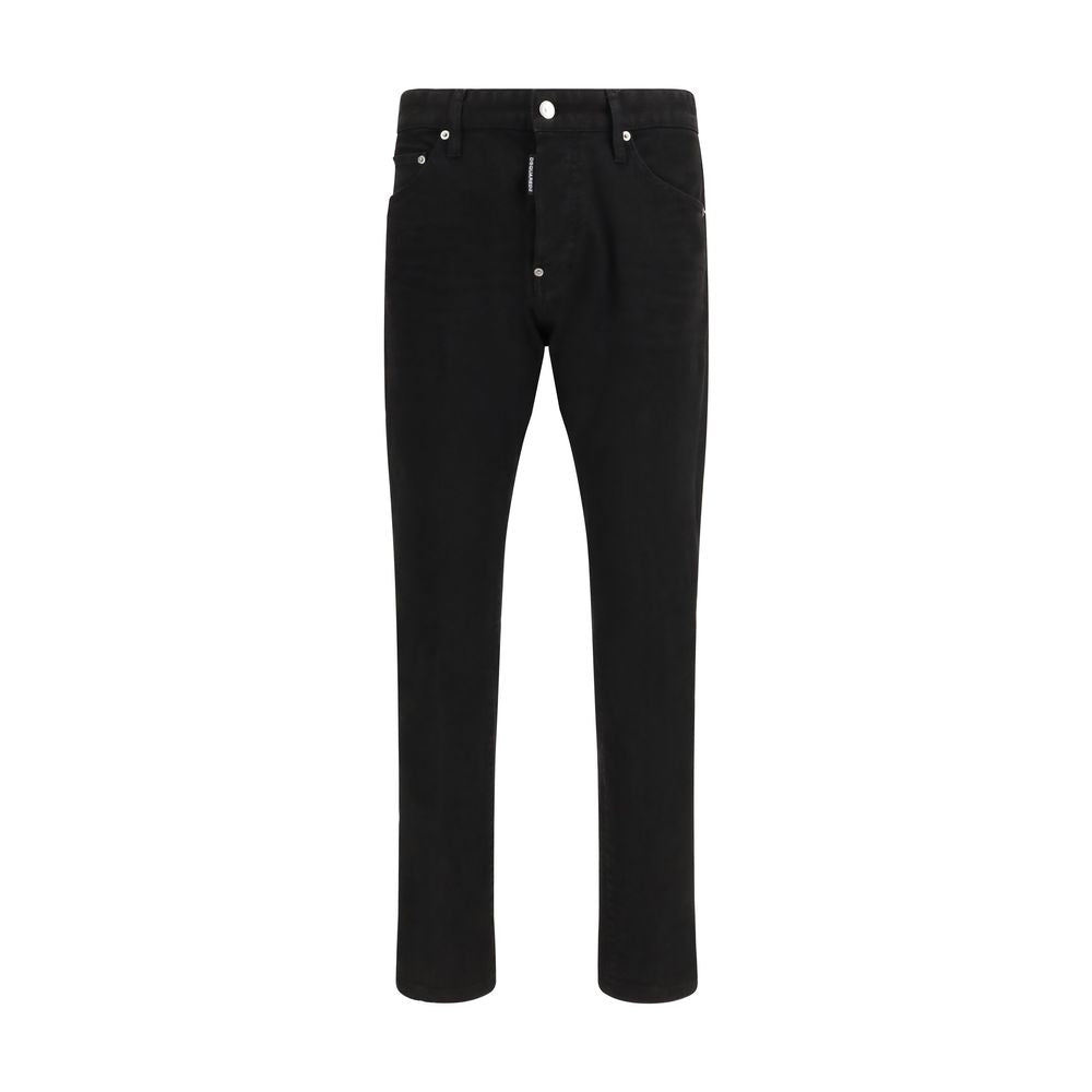 Black Cotton Slim Fit Jeans - ventzia