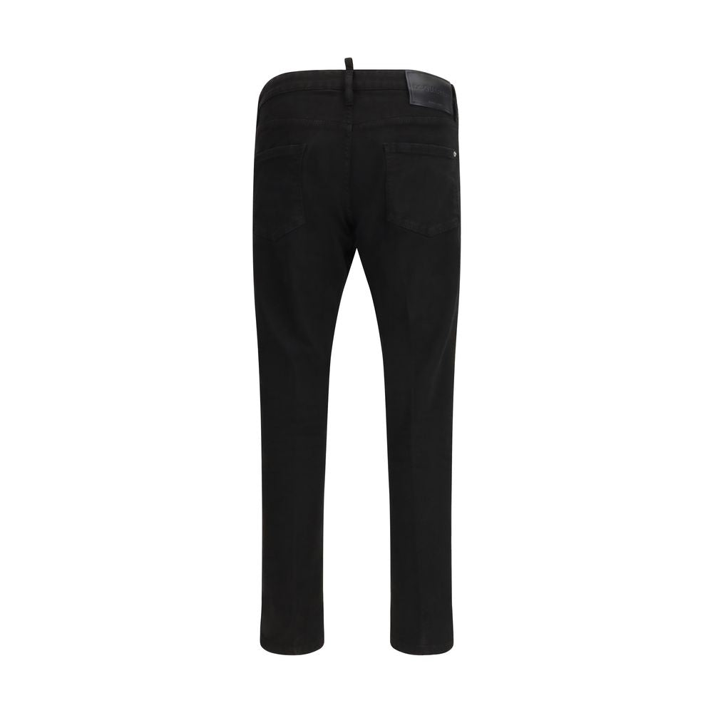 Black Cotton Slim Fit Jeans - ventzia