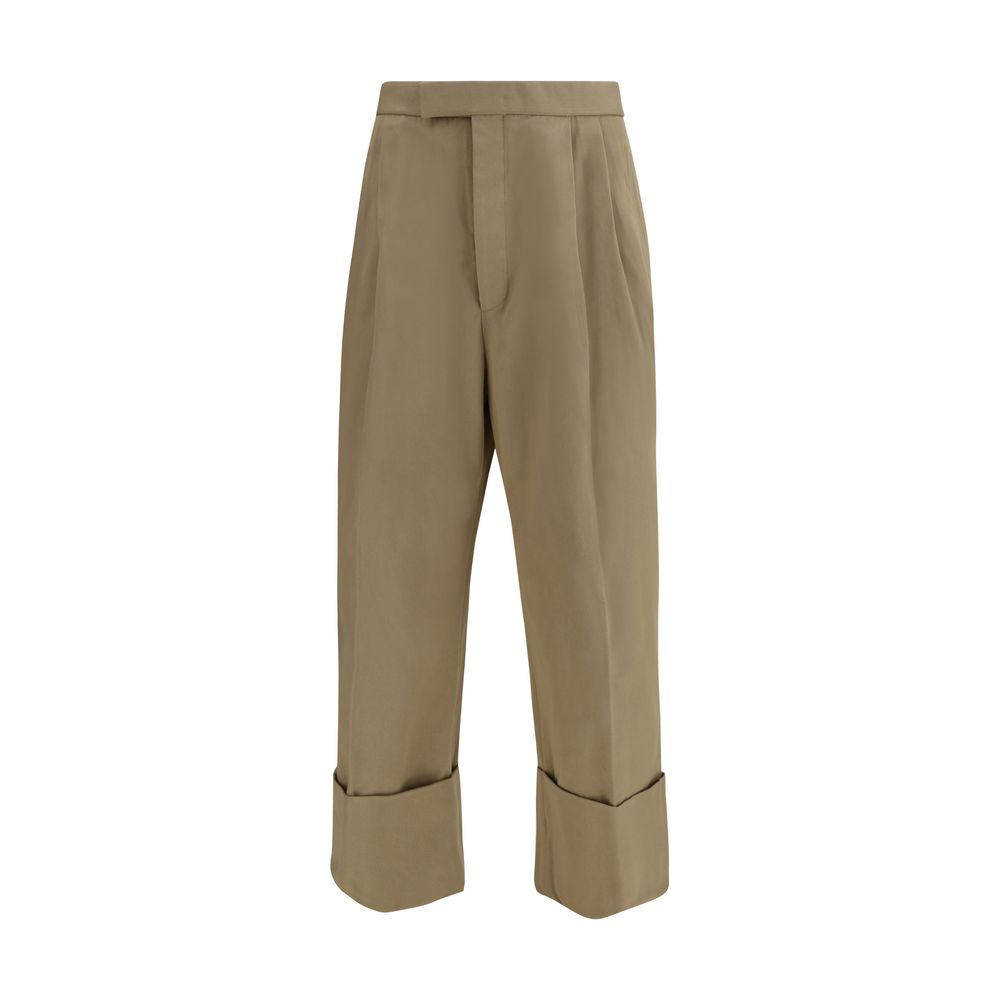 Beige Cotton Casual Pants - ventzia