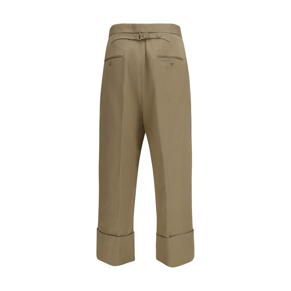 Beige Cotton Casual Pants - ventzia