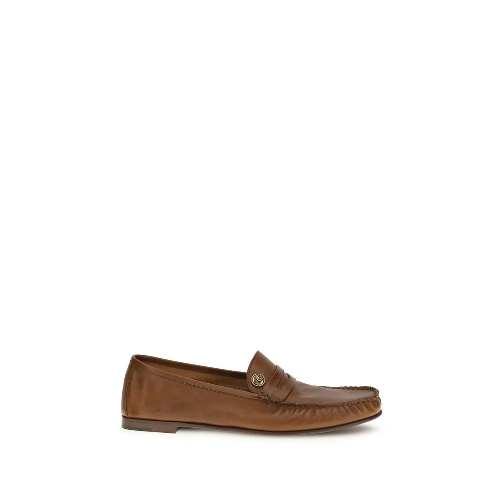 Brown Calf Leather Bos Taurus Slip-On Loafers - ventzia