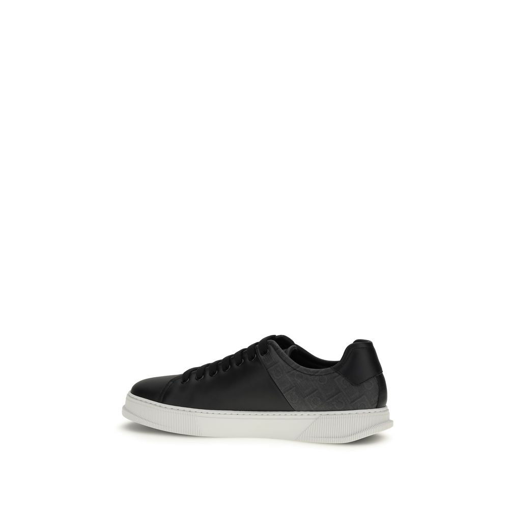 Black Calf Leather Bos Taurus Low Top Sneakers - ventzia