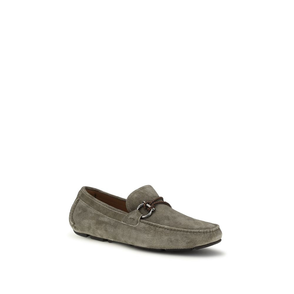 Gray Calf Leather Bos Taurus Slip-On Loafers - ventzia