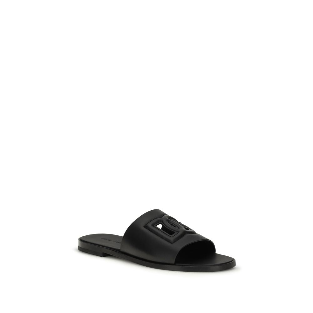 Black Calf Leather Bos Taurus Sandals - ventzia