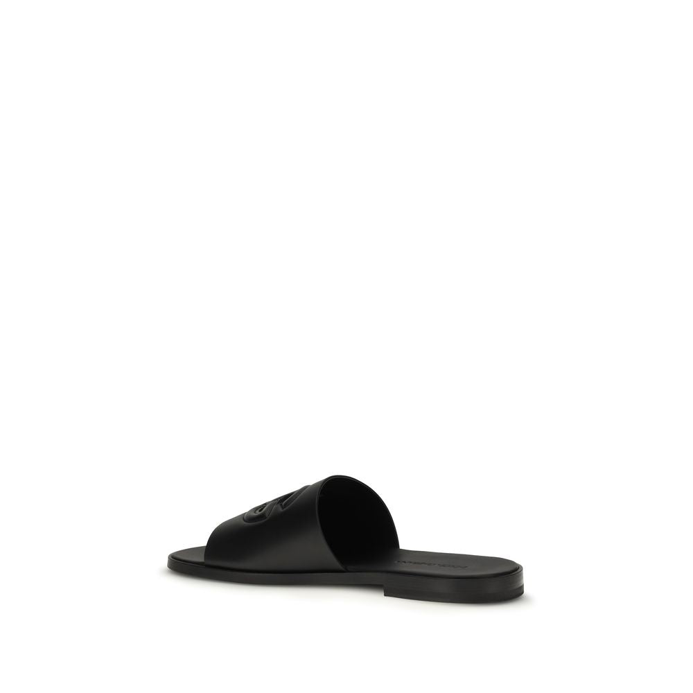 Black Calf Leather Bos Taurus Sandals - ventzia
