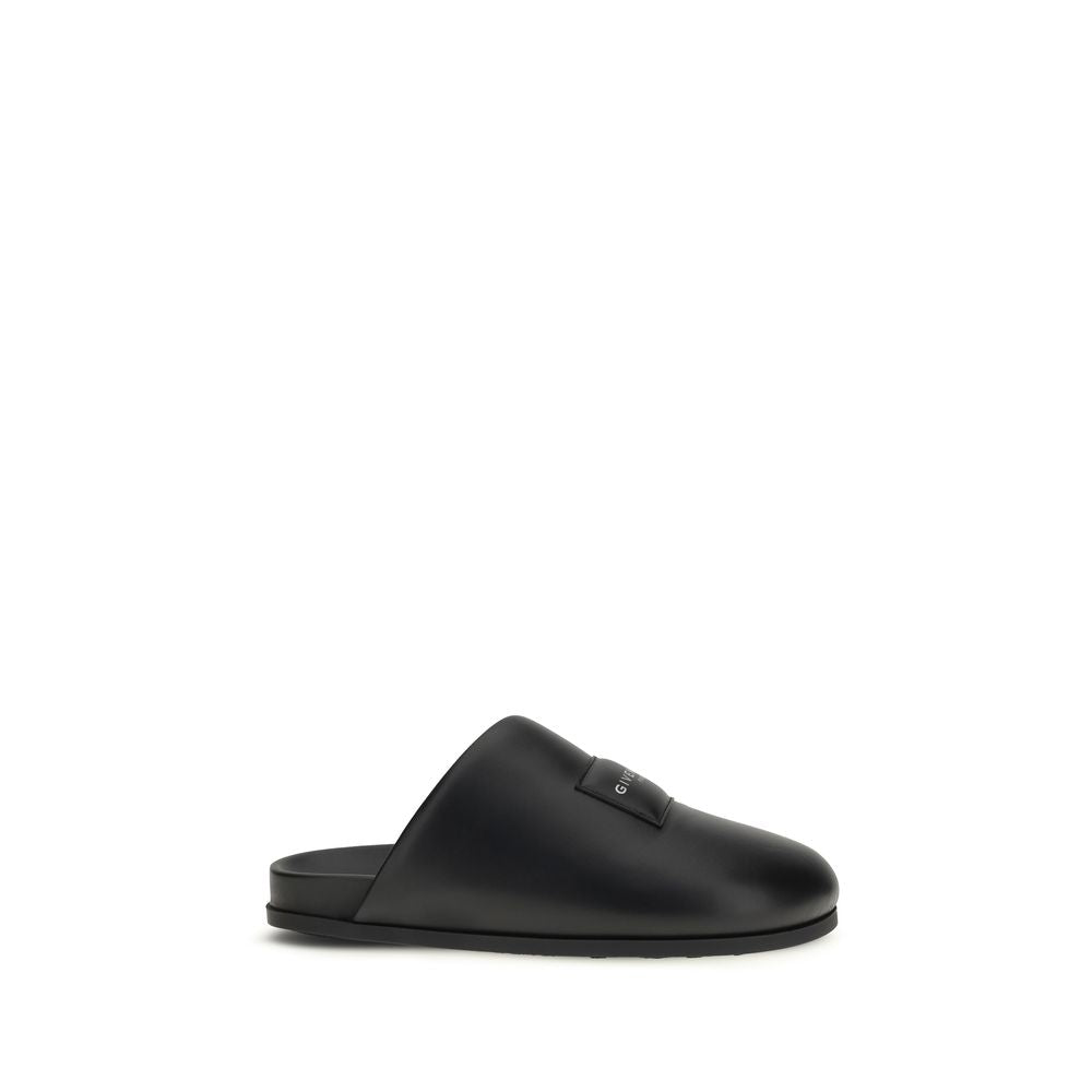 Black Calf Leather Bos Taurus Mules - ventzia