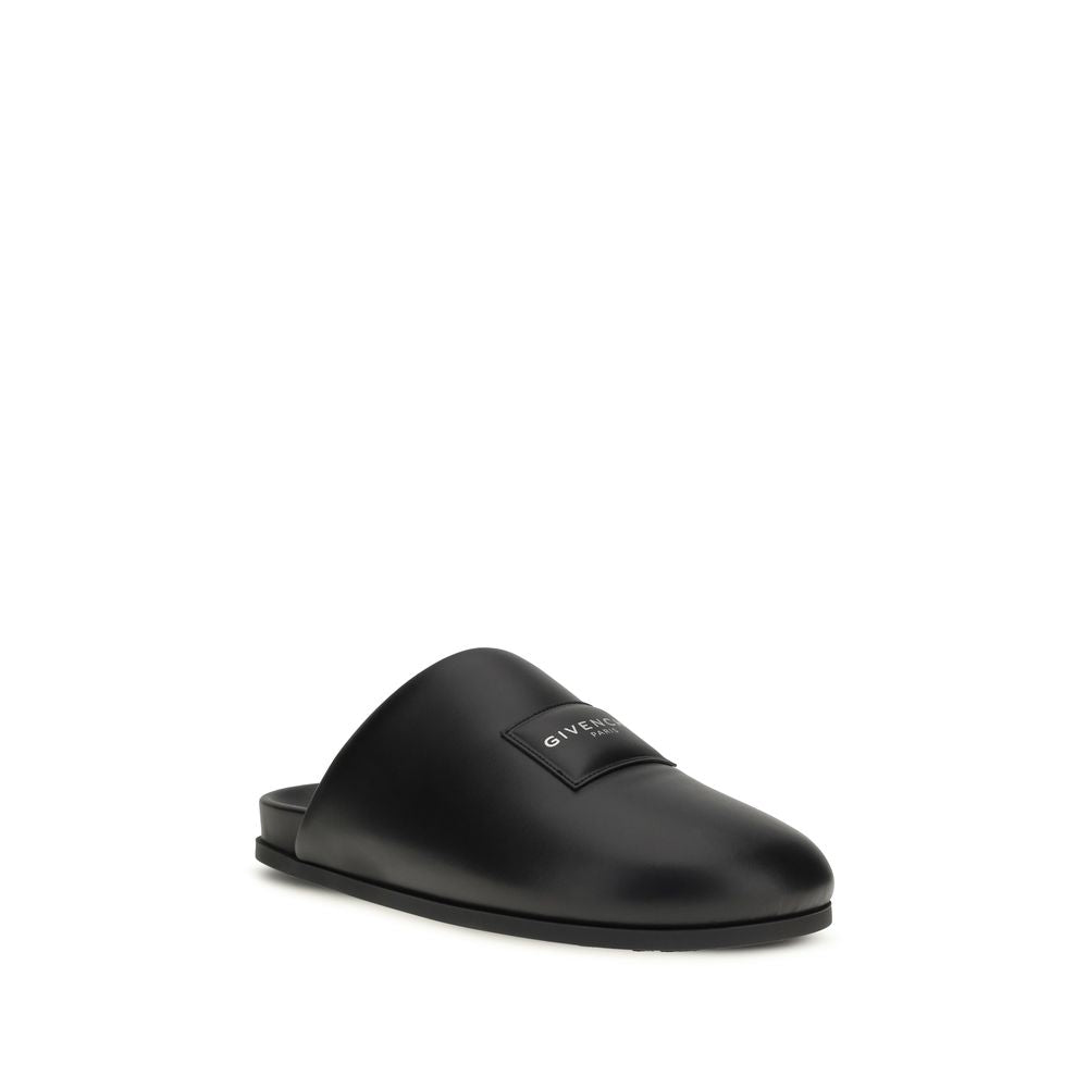 Black Calf Leather Bos Taurus Mules - ventzia