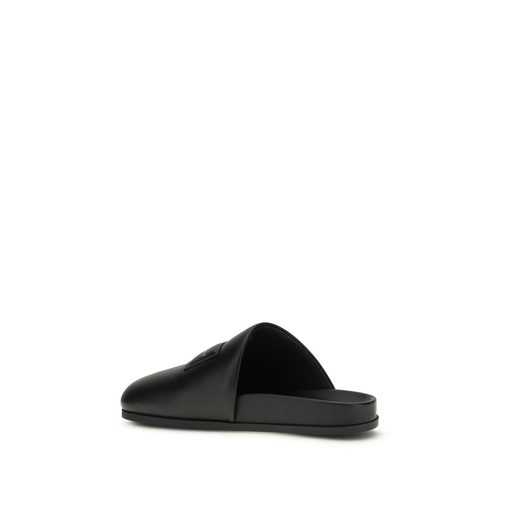 Black Calf Leather Bos Taurus Mules - ventzia