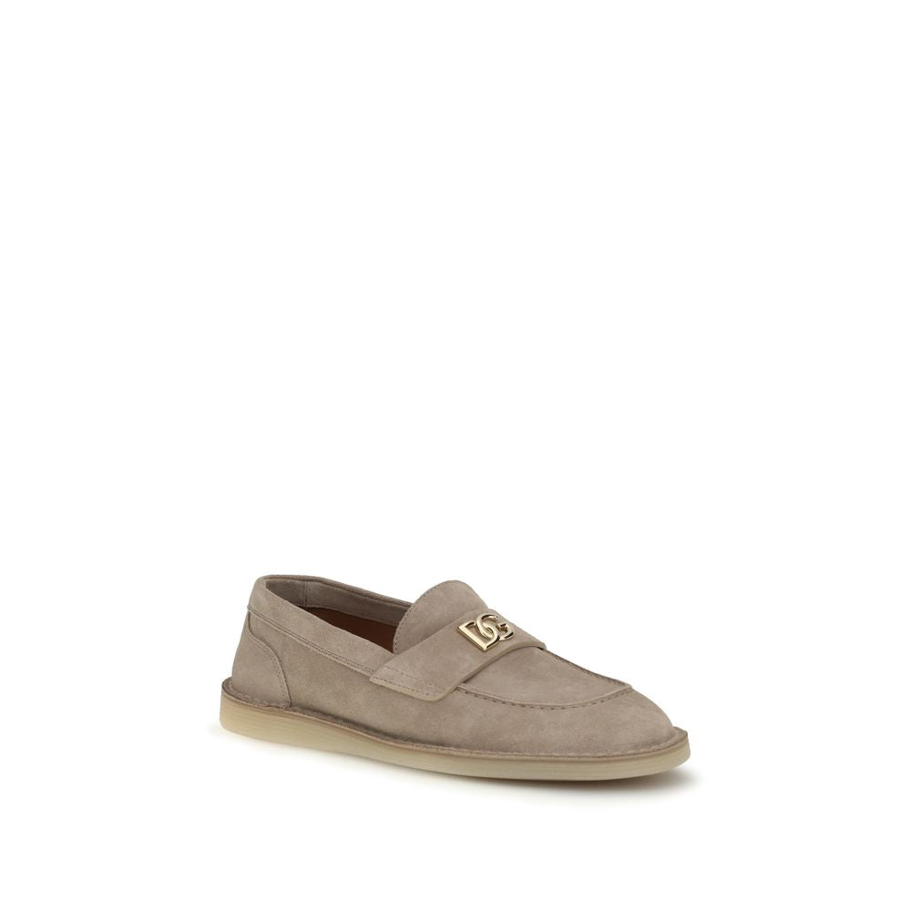 Beige Calf Leather Bos Taurus Slip-On Loafers - ventzia