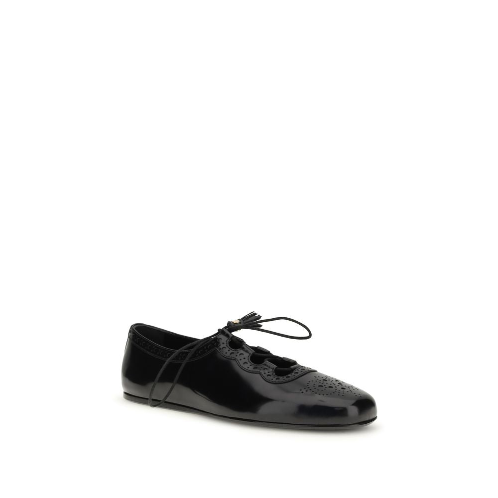 Black Calf Leather Bos Taurus Ballet Flats - ventzia