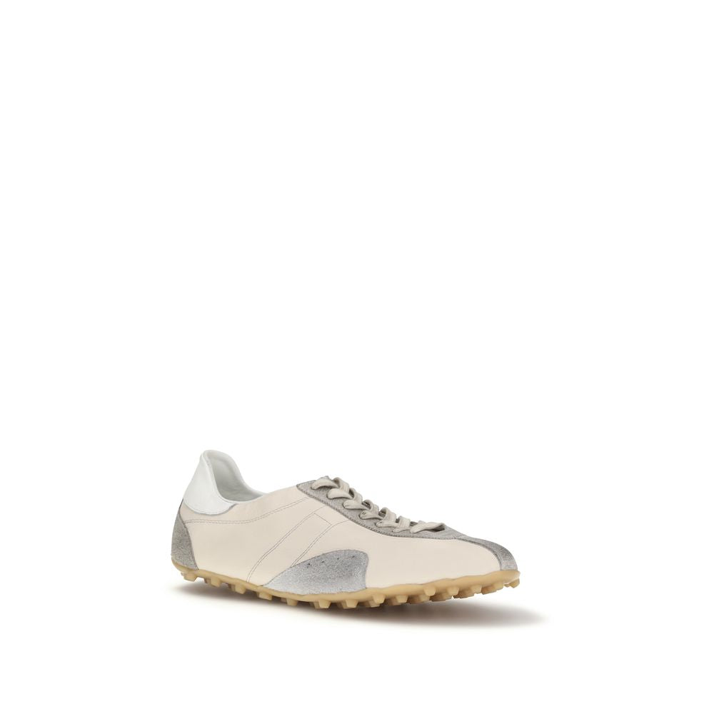 Beige Calf Leather Bos Taurus Athletic Sneakers - ventzia