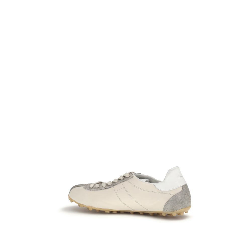 Beige Calf Leather Bos Taurus Athletic Sneakers - ventzia