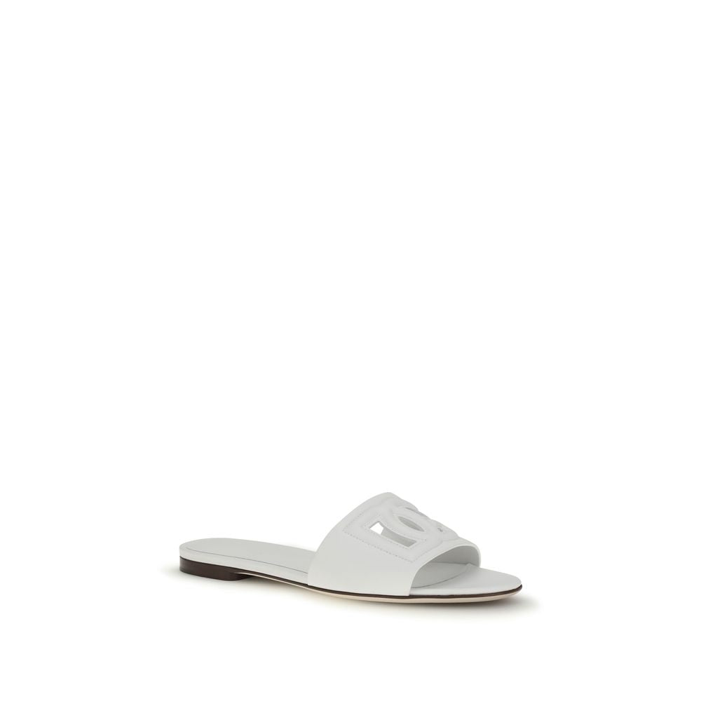 White Calf Leather Bos Taurus Flat Sandals - ventzia