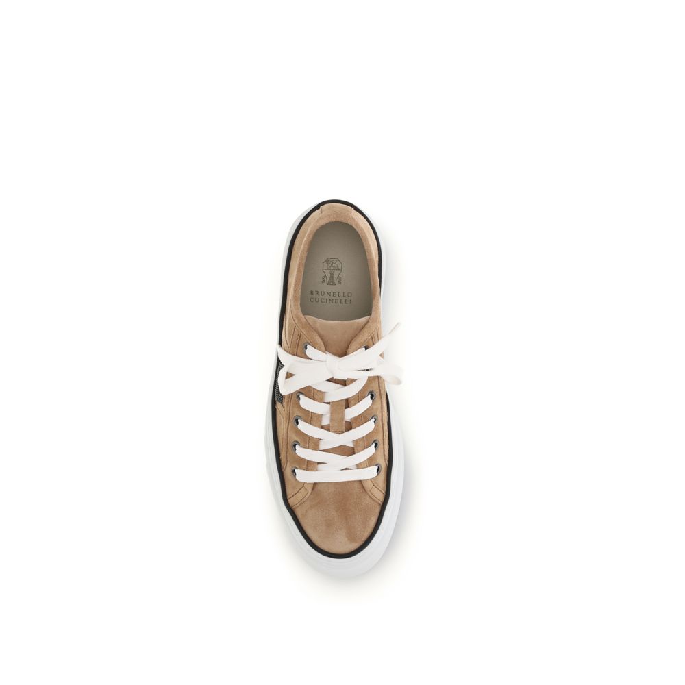 Beige Calf Leather Bos Taurus Low Top Sneakers - ventzia