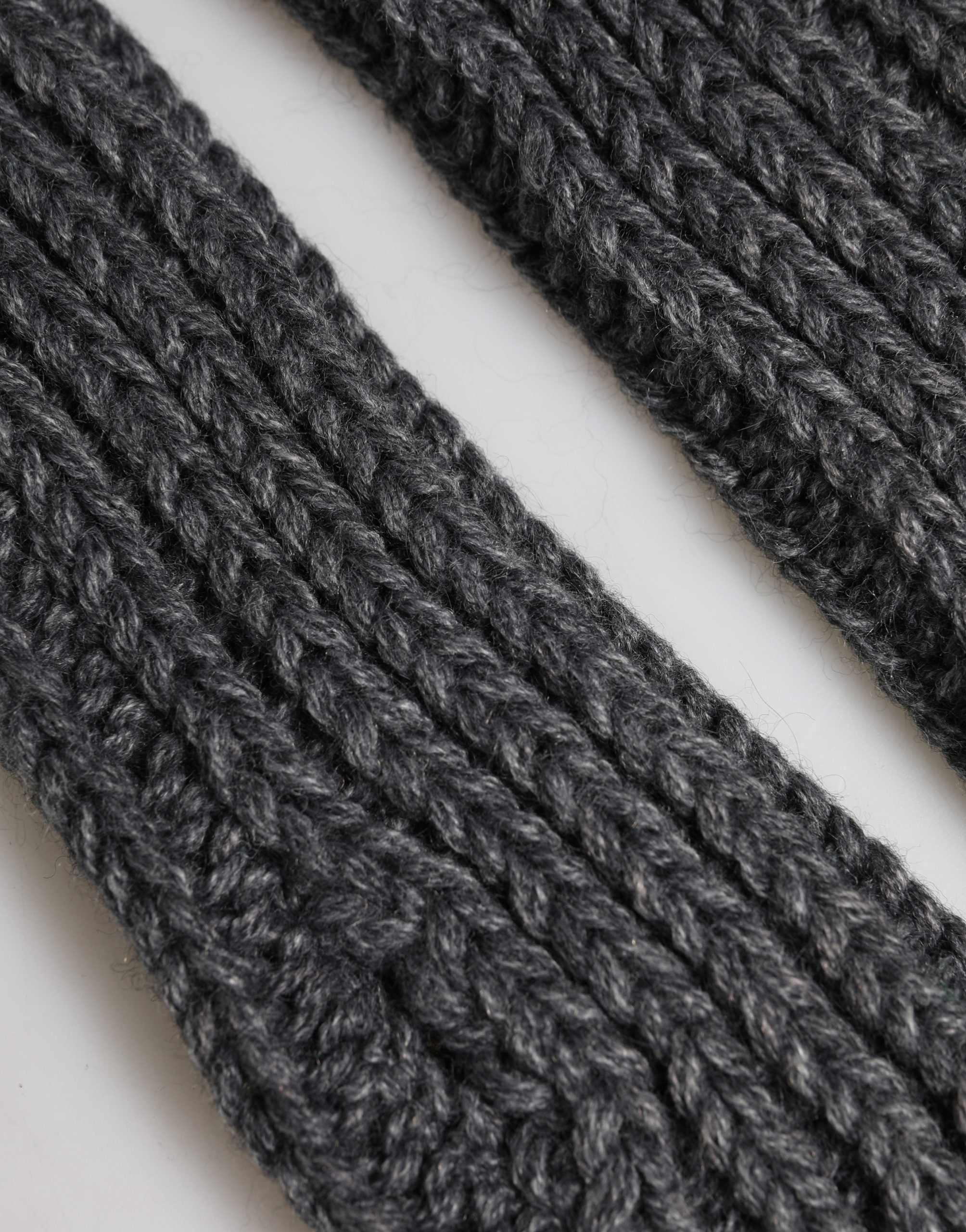 Gray Acrylic Knitted Fingerless Arm Warmer Gloves - ventzia