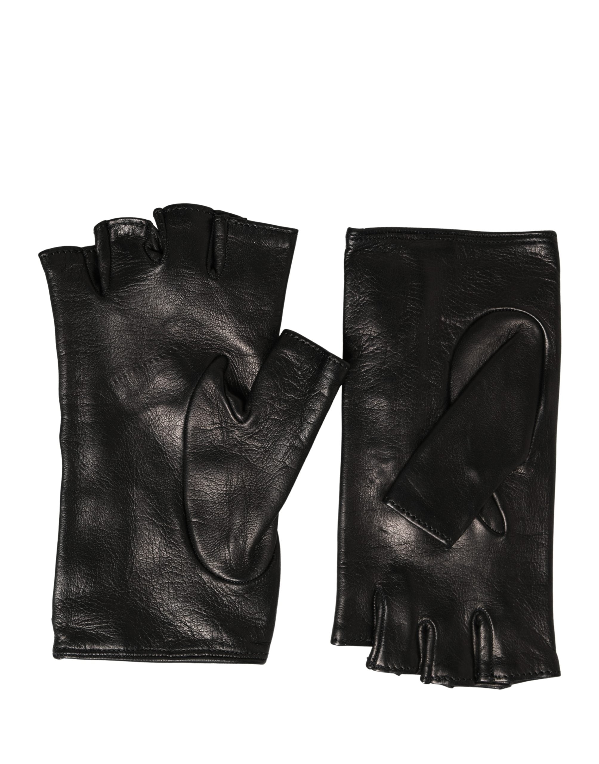 Women Black Embellished Wrist Length Mitten Gloves - ventzia