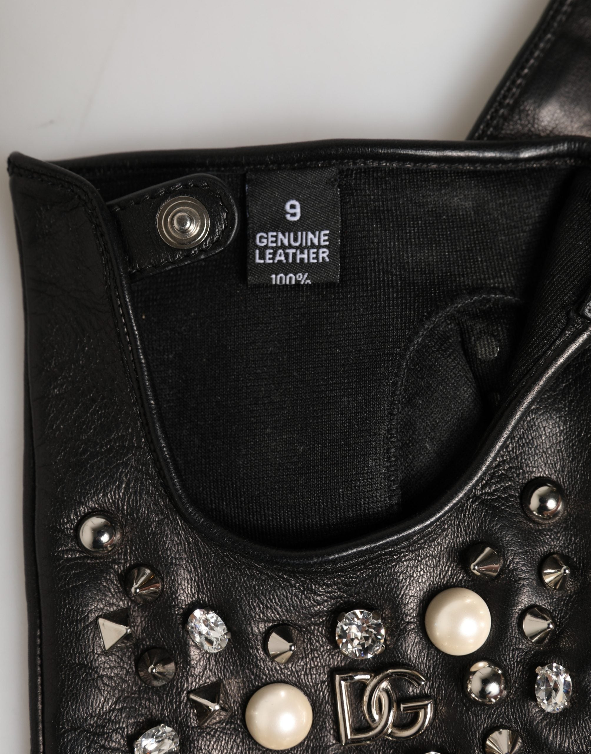Black Embellished Wrist Length Mitten Women Gloves - ventzia