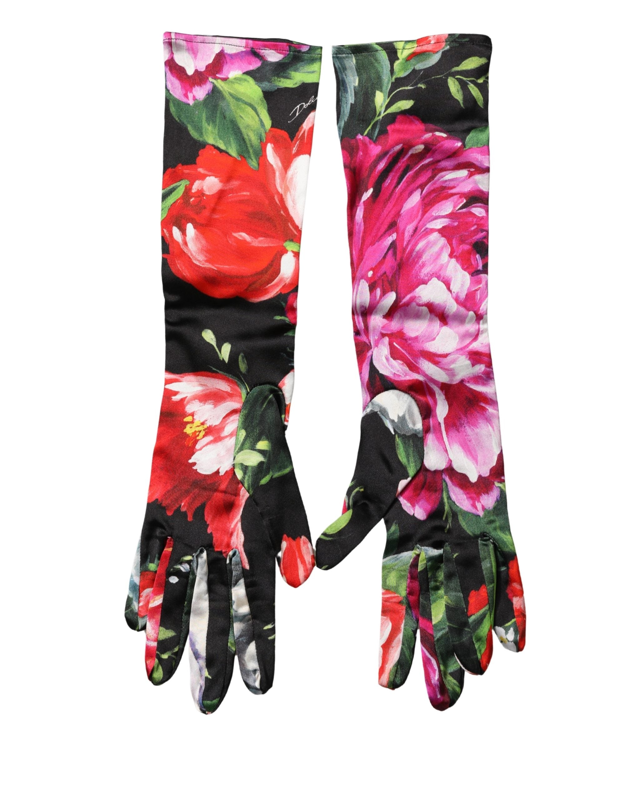Multicolor Floral Print Elbow Length Women Gloves - ventzia
