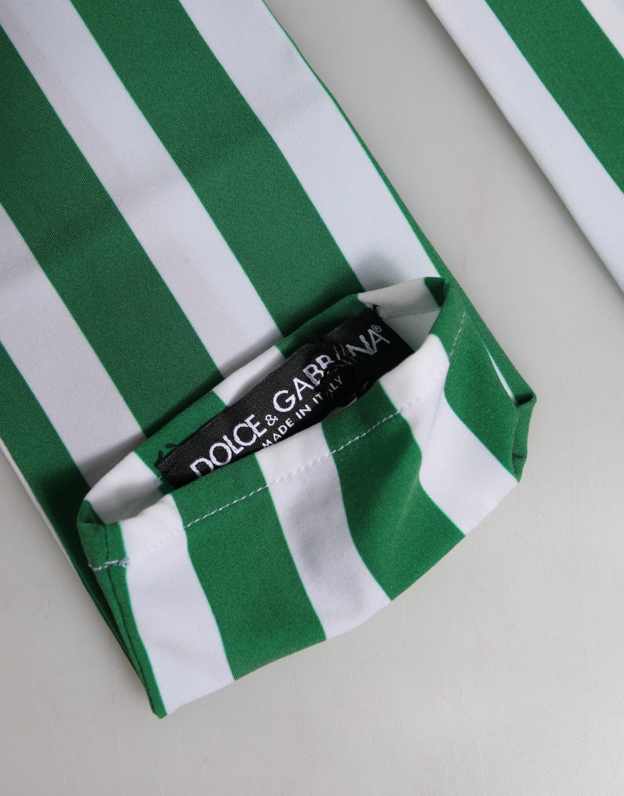 Green White Stripes Nylon Elbow Length Women Gloves - ventzia