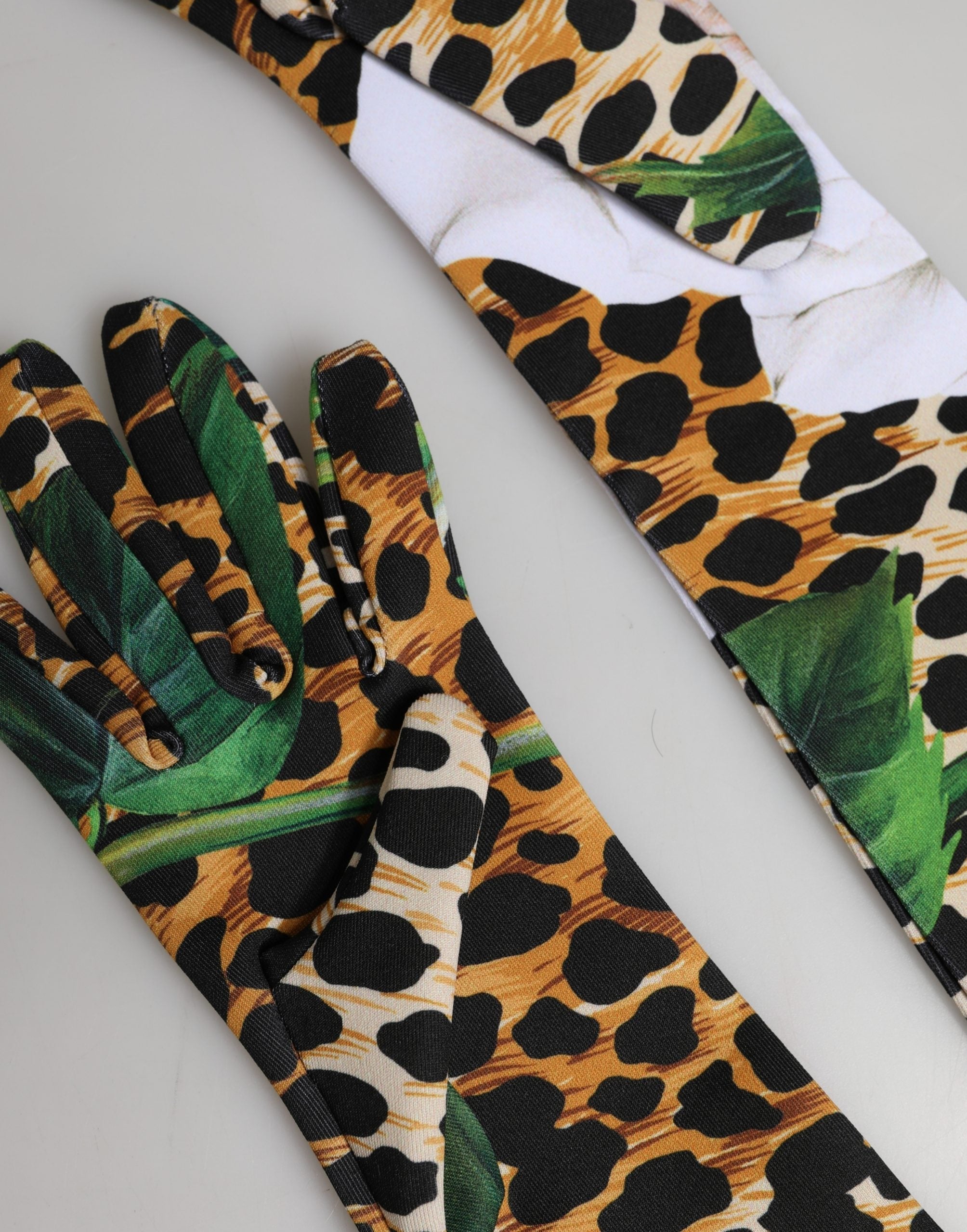 Multicolor Floral Leopard Elbow Length Women Gloves - ventzia