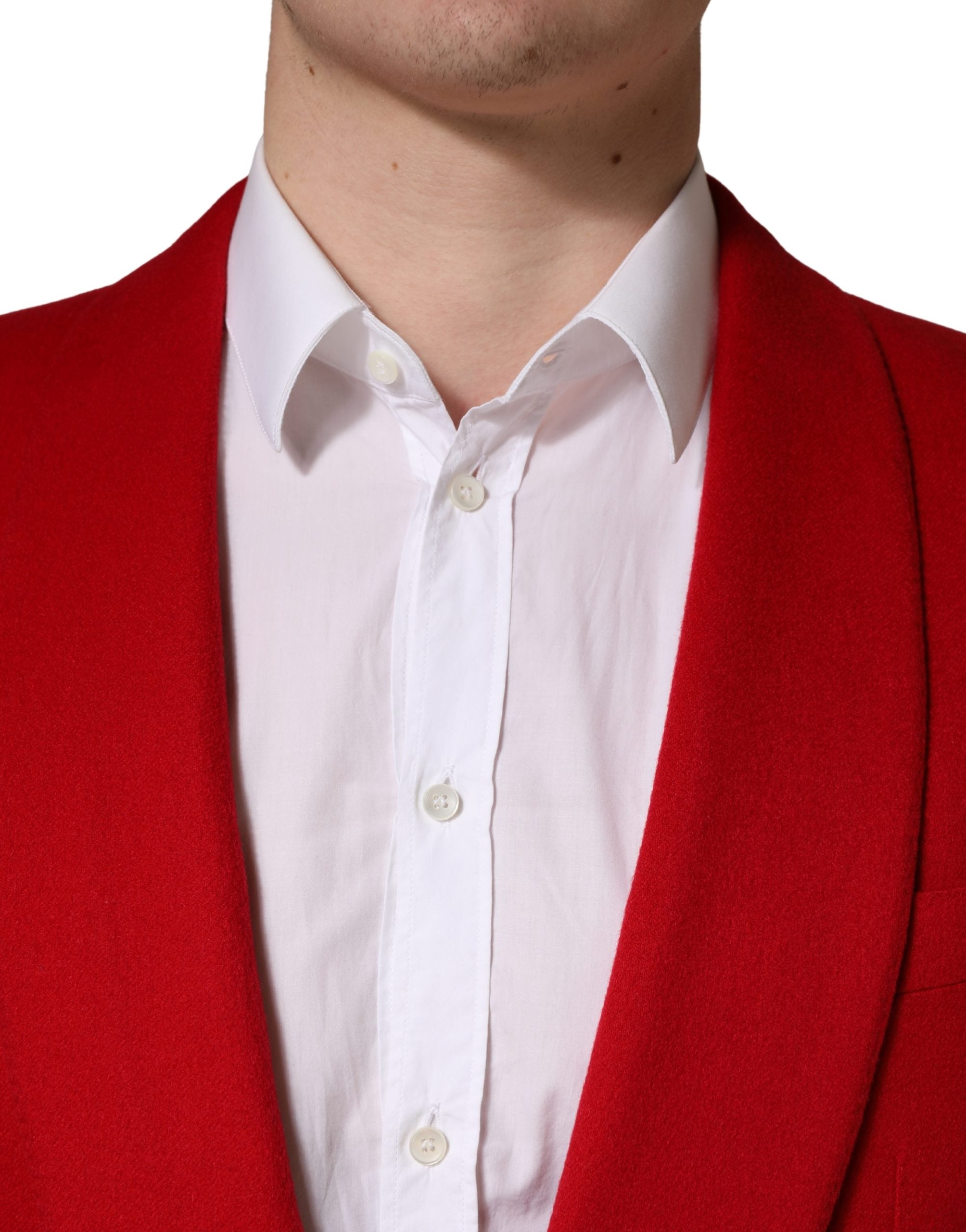 Red Cashmere Single Breasted Jacket Blazer - ventzia
