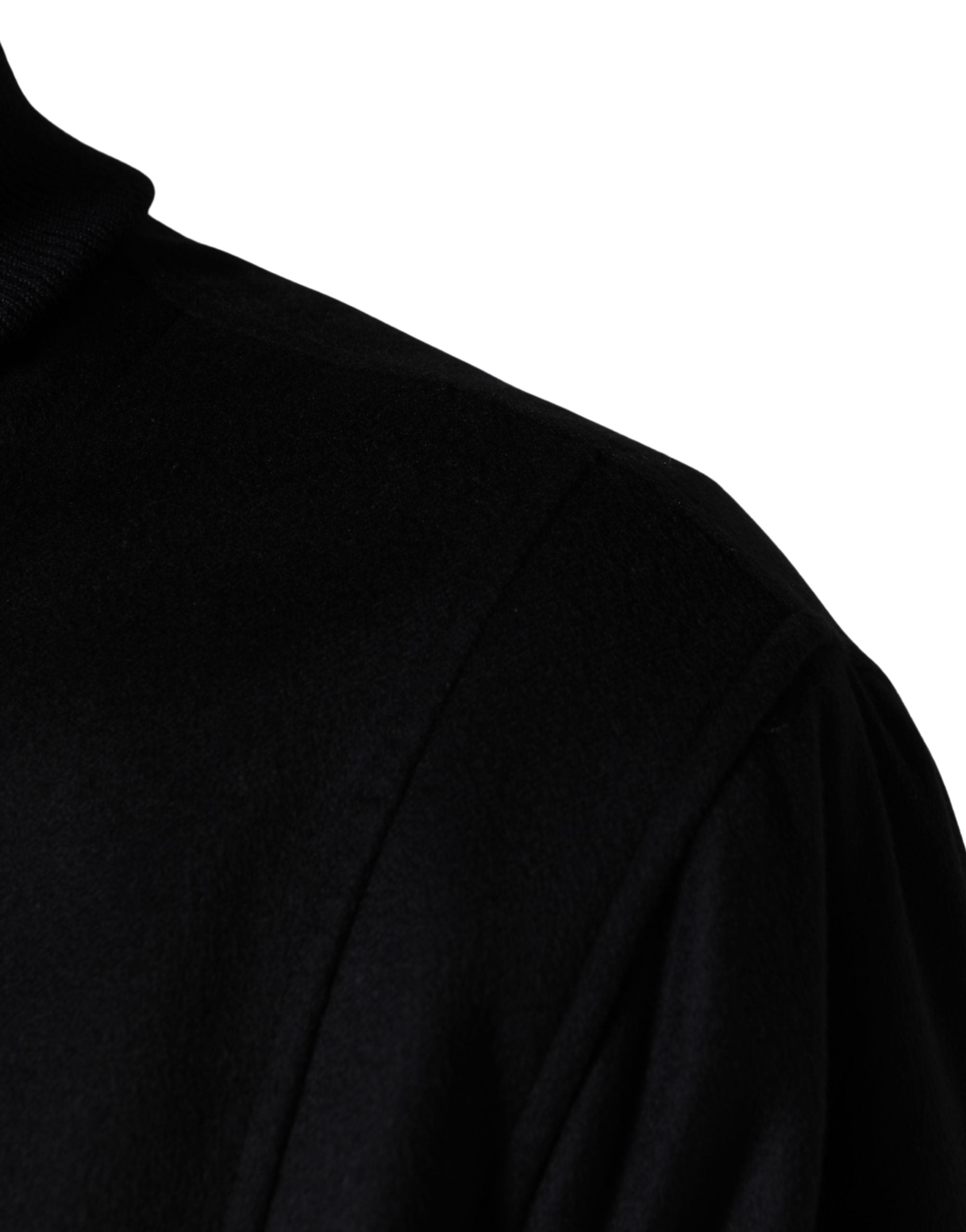 Black Cashmere Knitted Button Down Jacket - ventzia