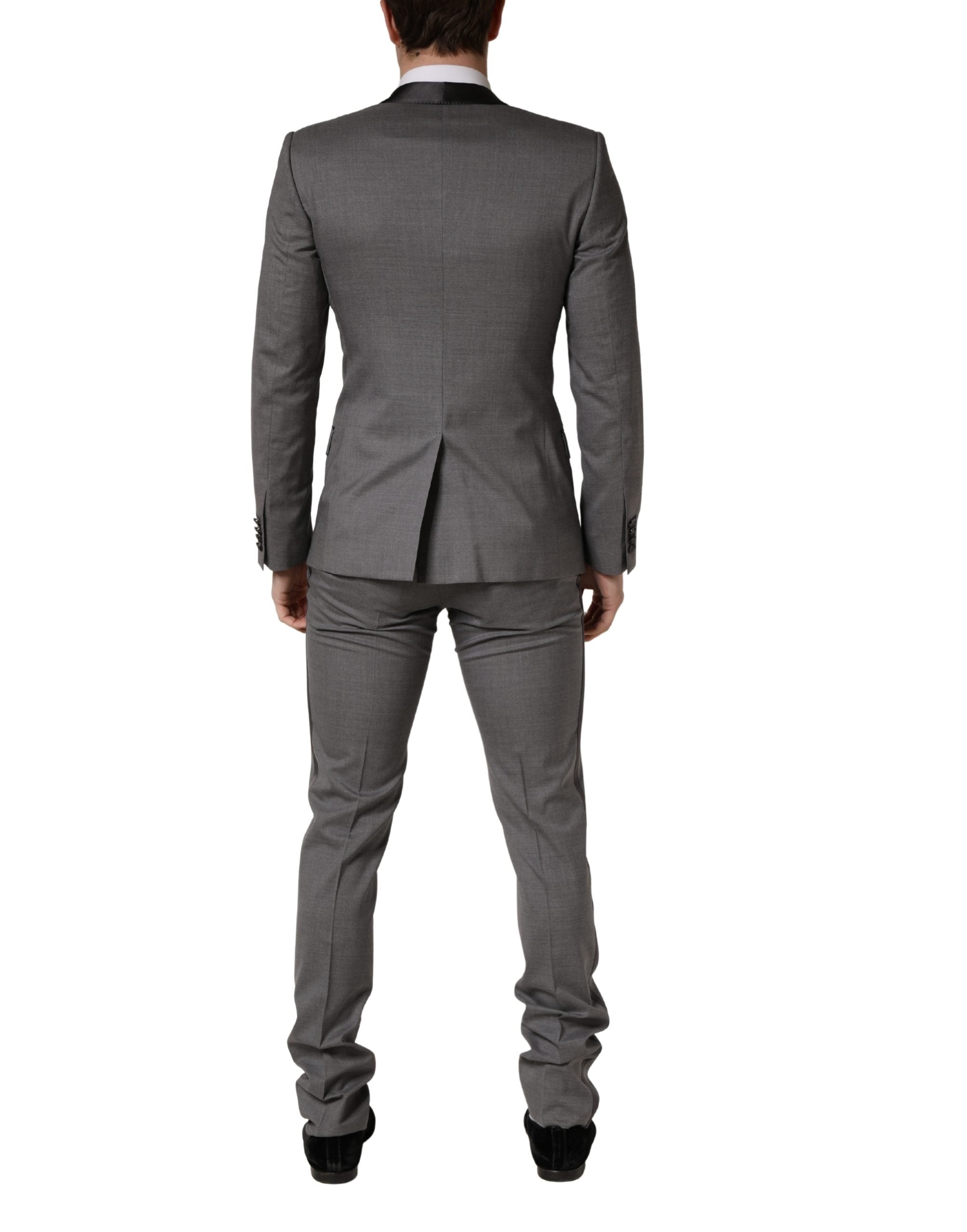 Gray Wool Single Breasted 1 Button 3PC Suit - ventzia