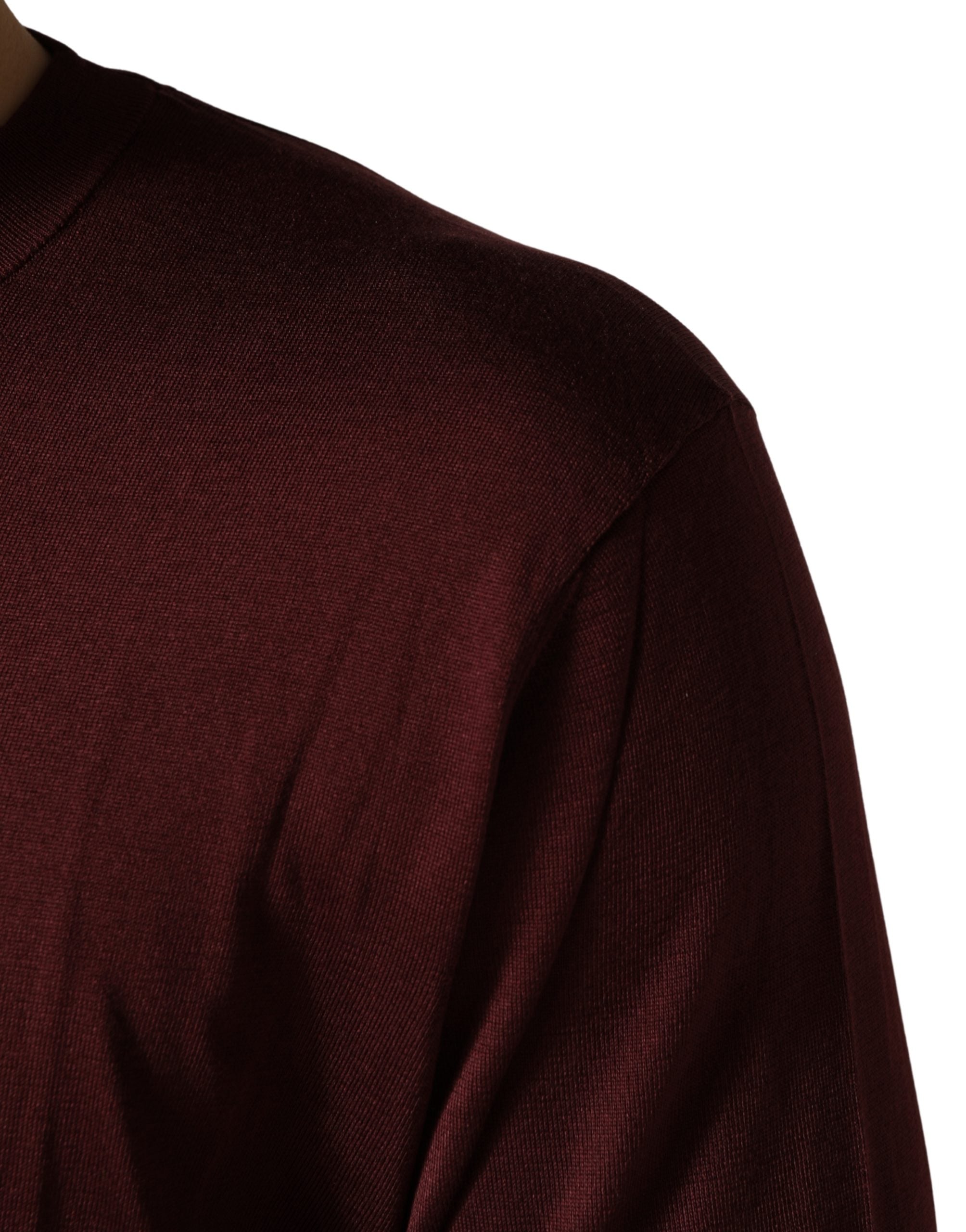 Maroon Silk Men Crew Neck Pullover Sweater - ventzia
