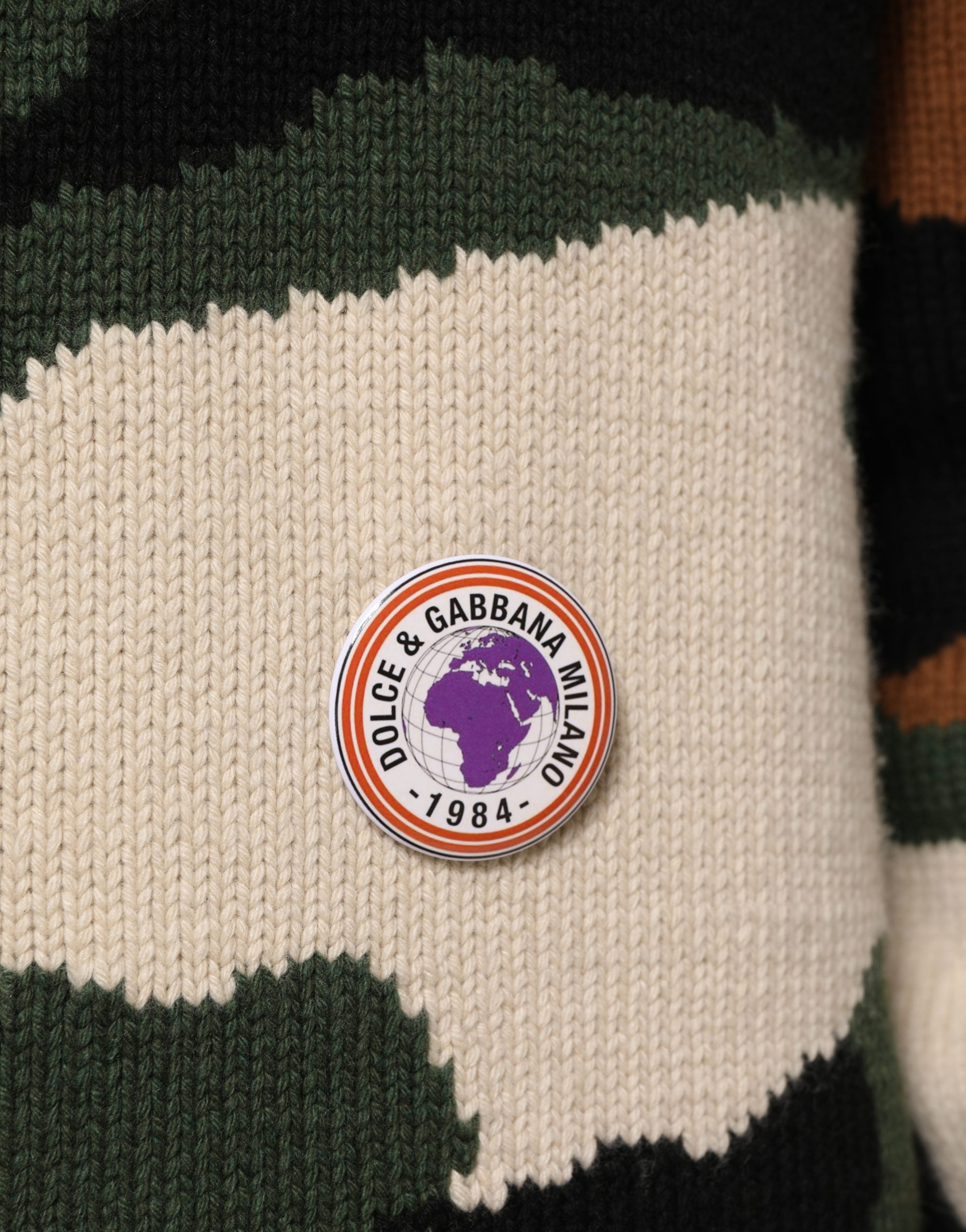 Multicolor Intarsia-Knit Camouflage Pullover Sweater - ventzia