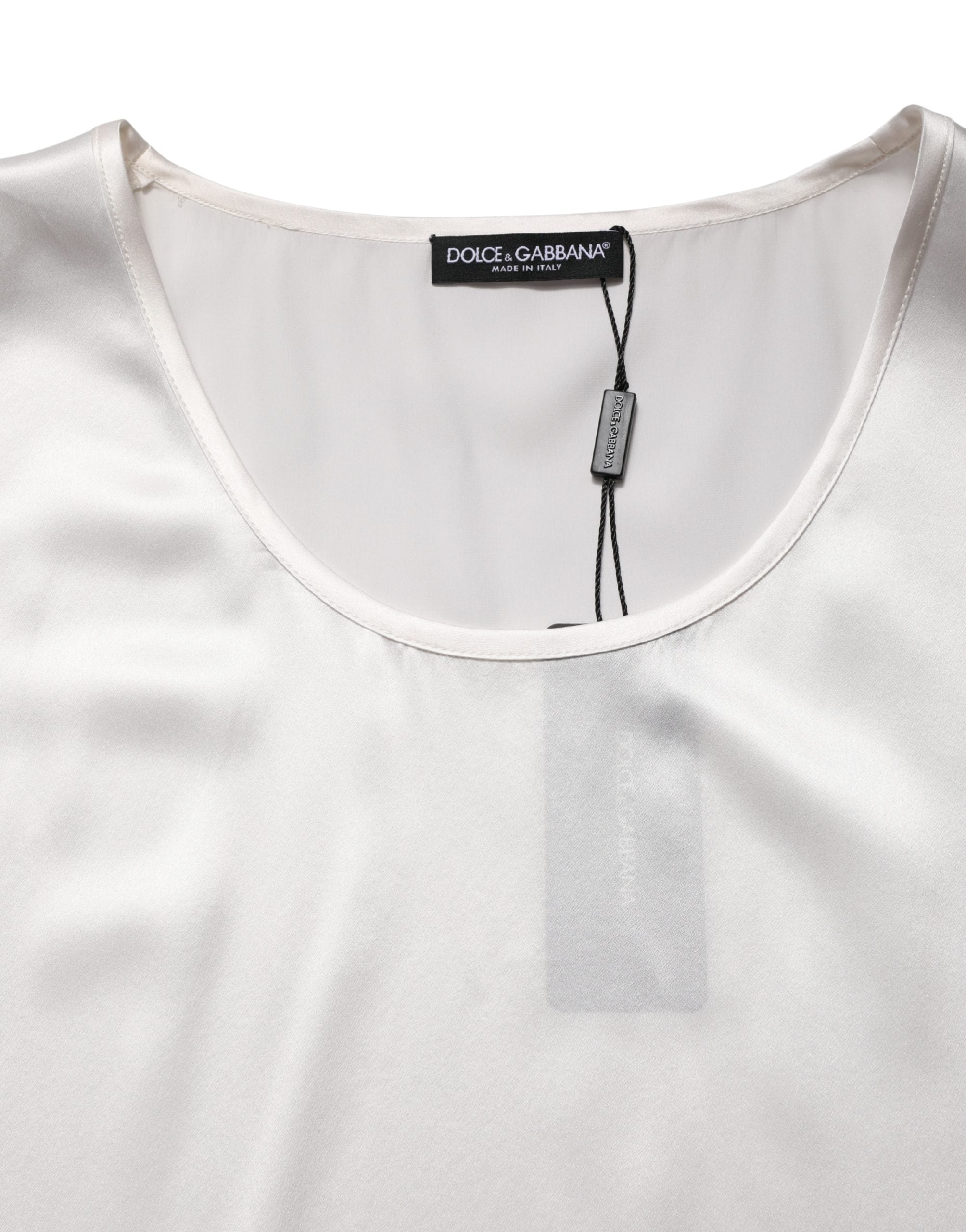 White Satin Polyester SleevelessTank T-shirt - ventzia