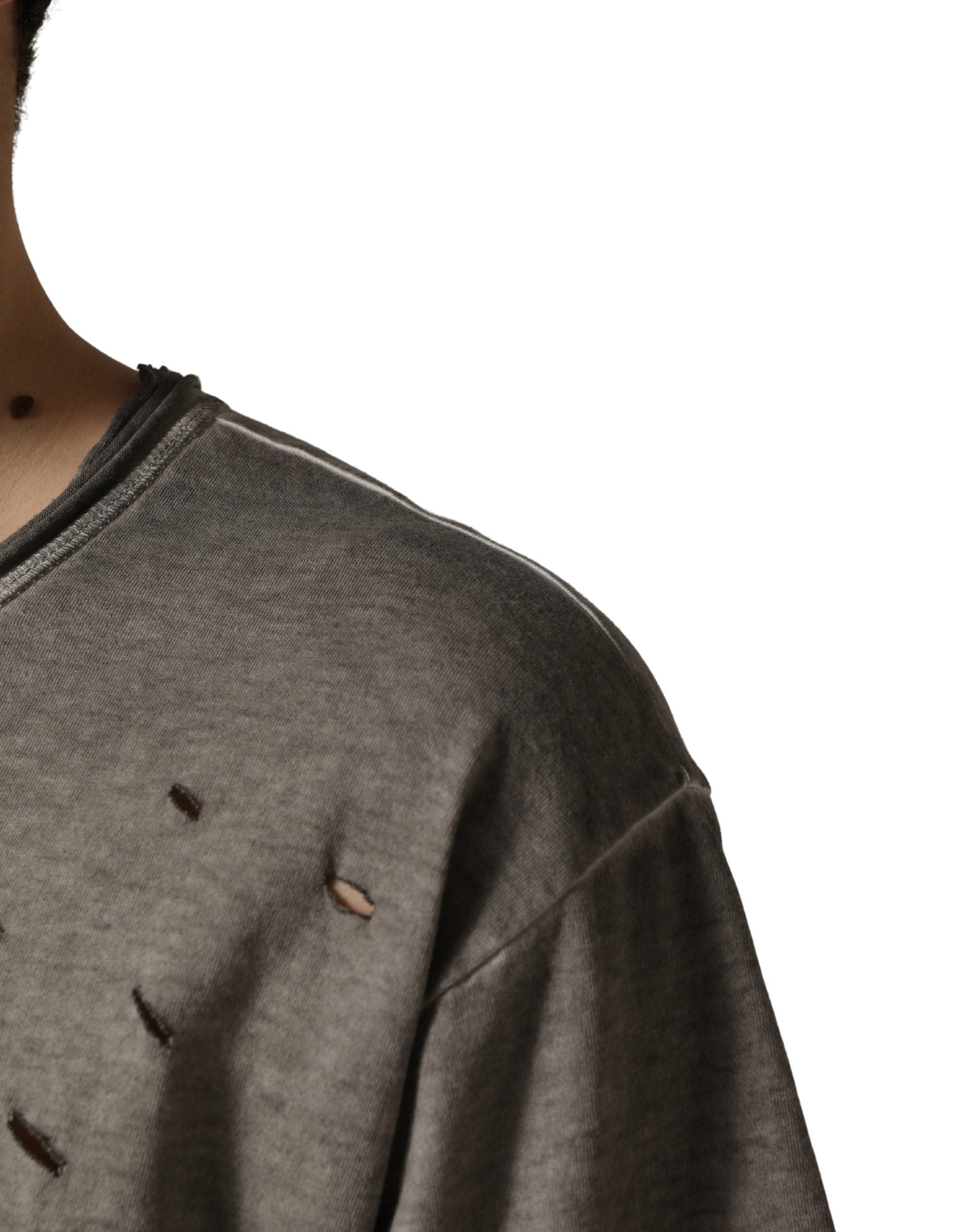 Gray DG Logo Print Cotton Round Neck T-shirt - ventzia