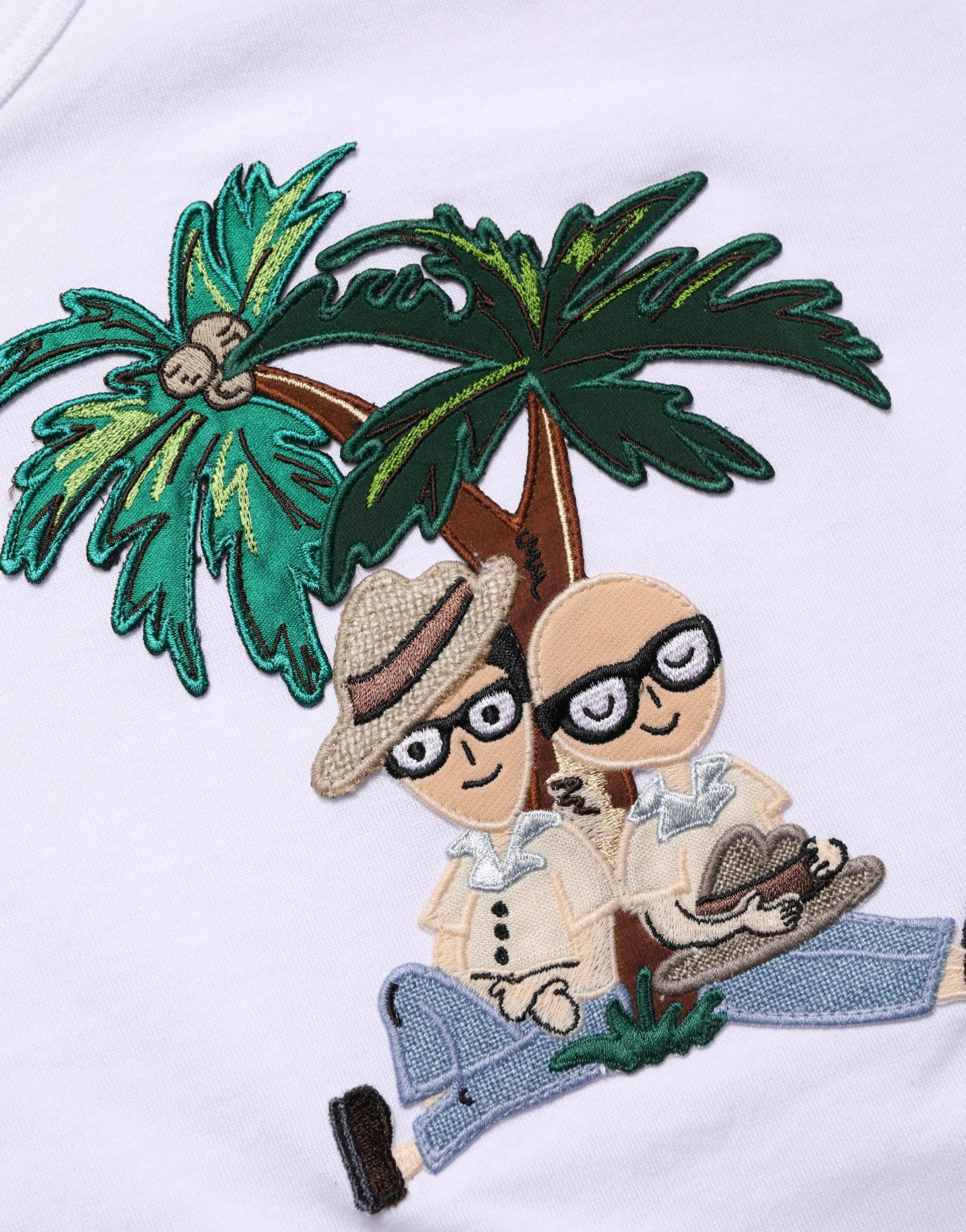 White Palm Embroidered Men Crew Neck T-shirt - ventzia
