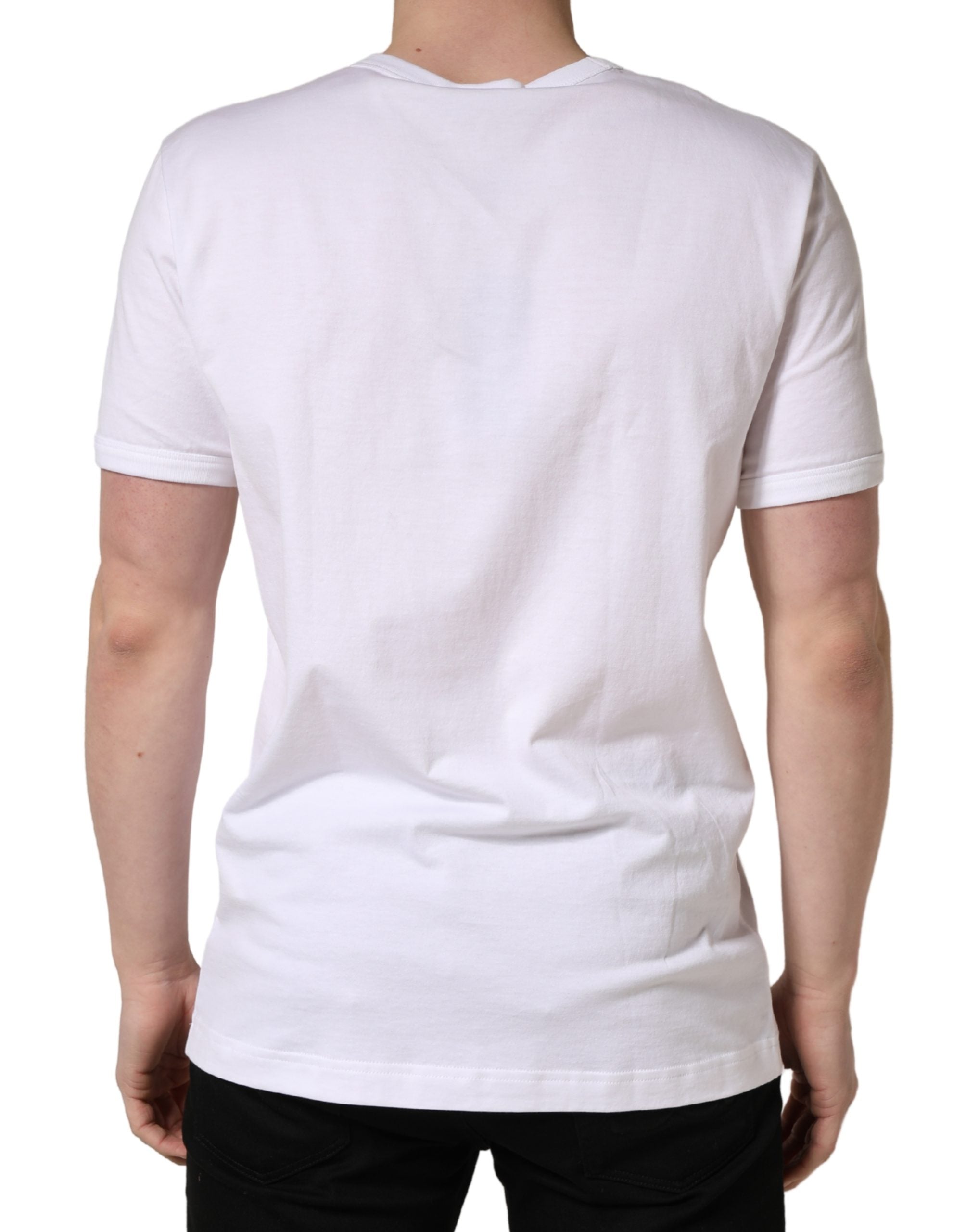 White DG Cherries Cotton Crew Neck T-shirt - ventzia