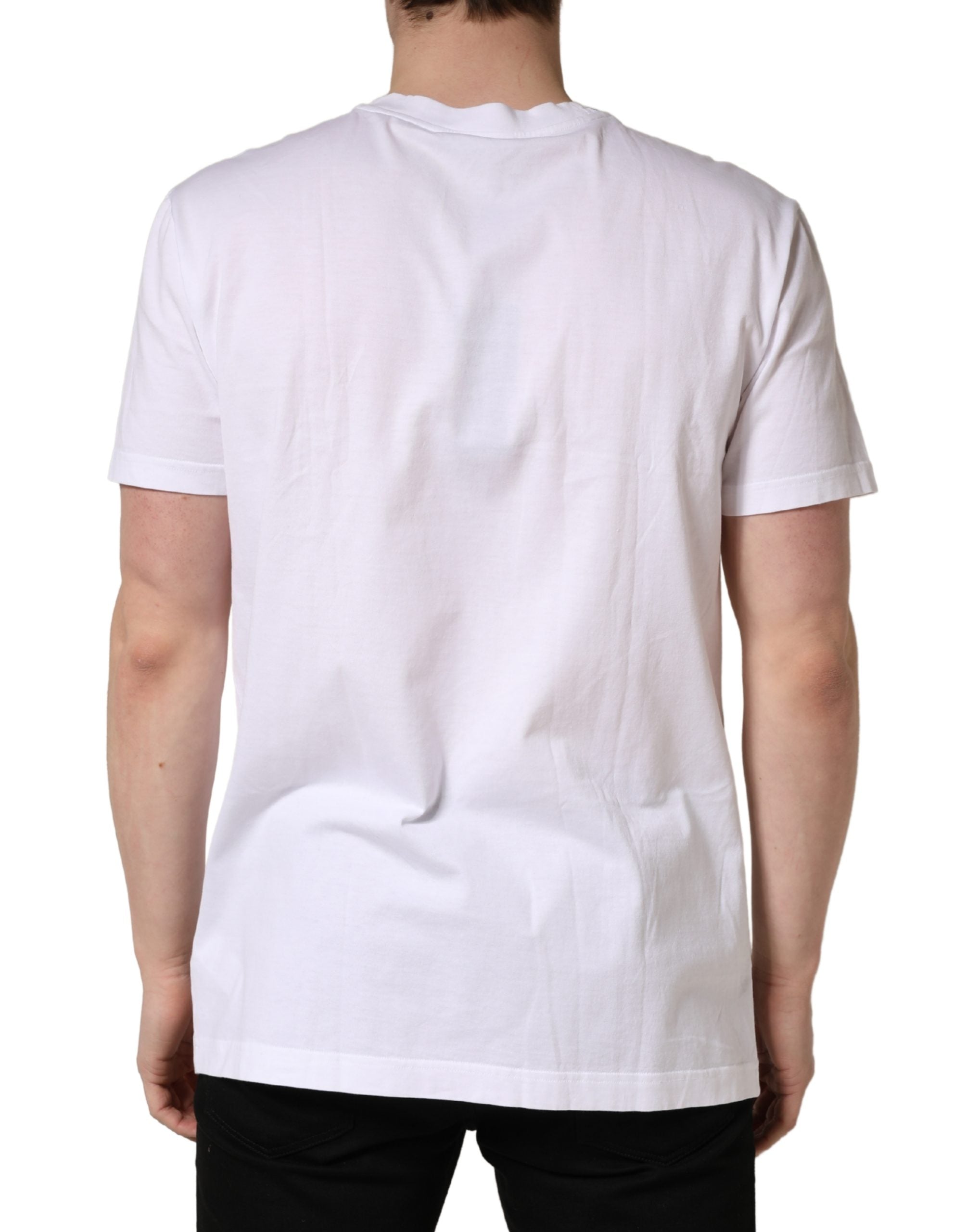 White Barcode Cotton Crew Neck Men T-shirt - ventzia