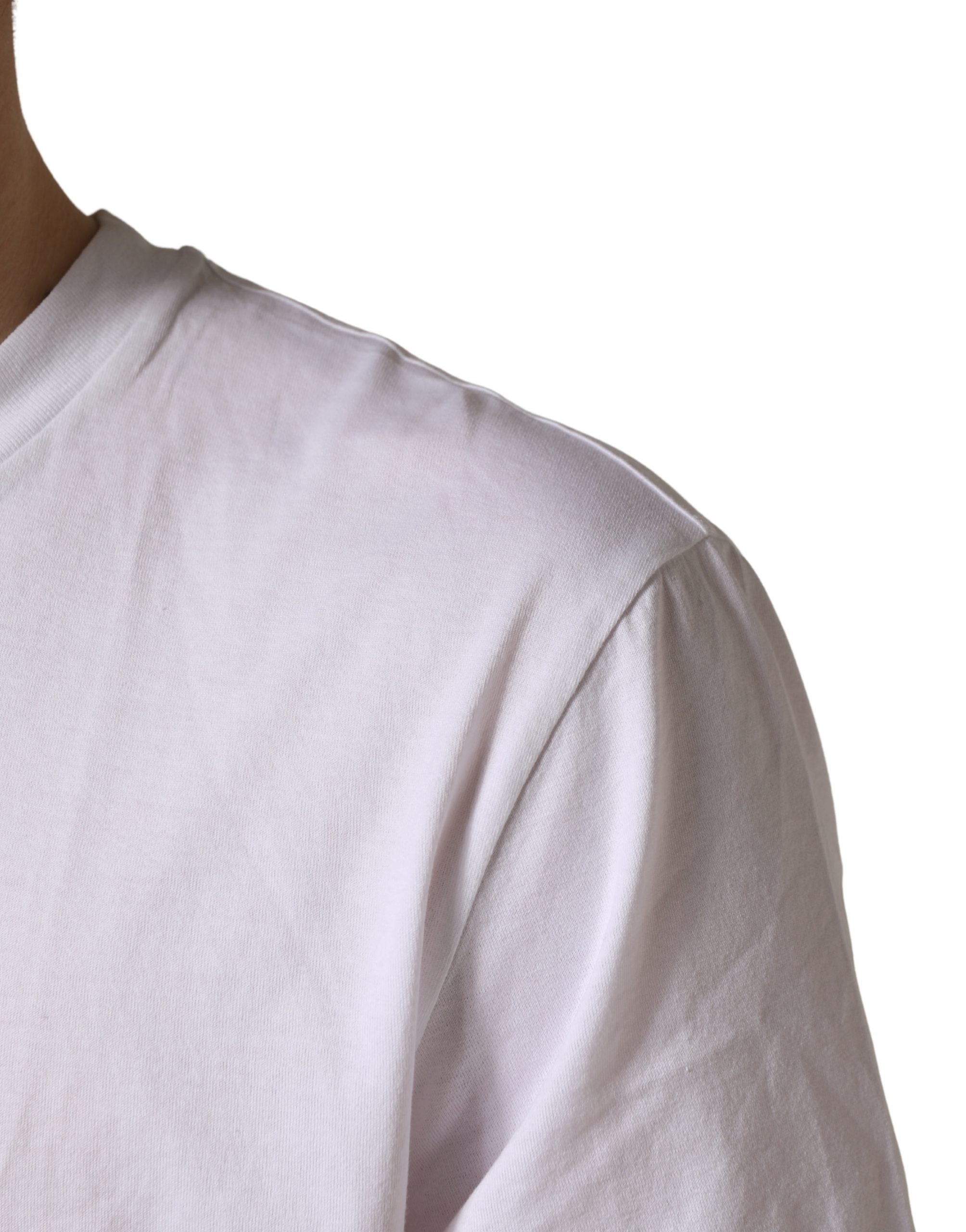 White Barcode Cotton Crew Neck Men T-shirt - ventzia