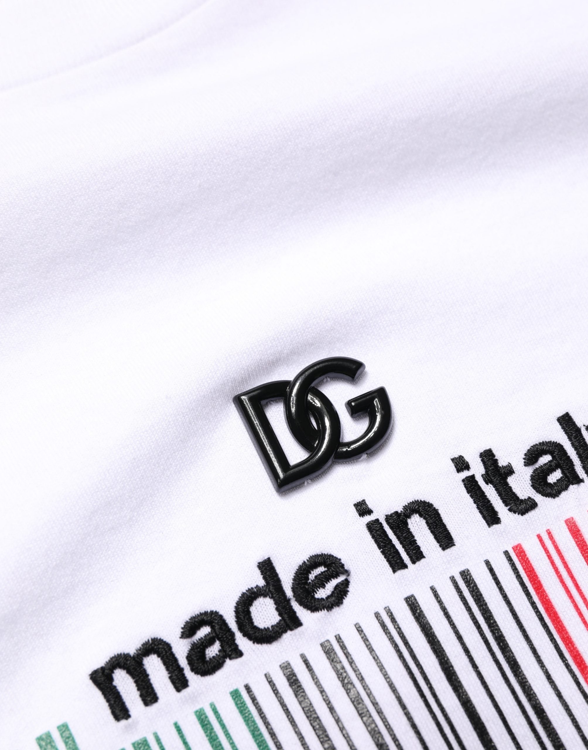 White Barcode Cotton Crew Neck Men T-shirt - ventzia