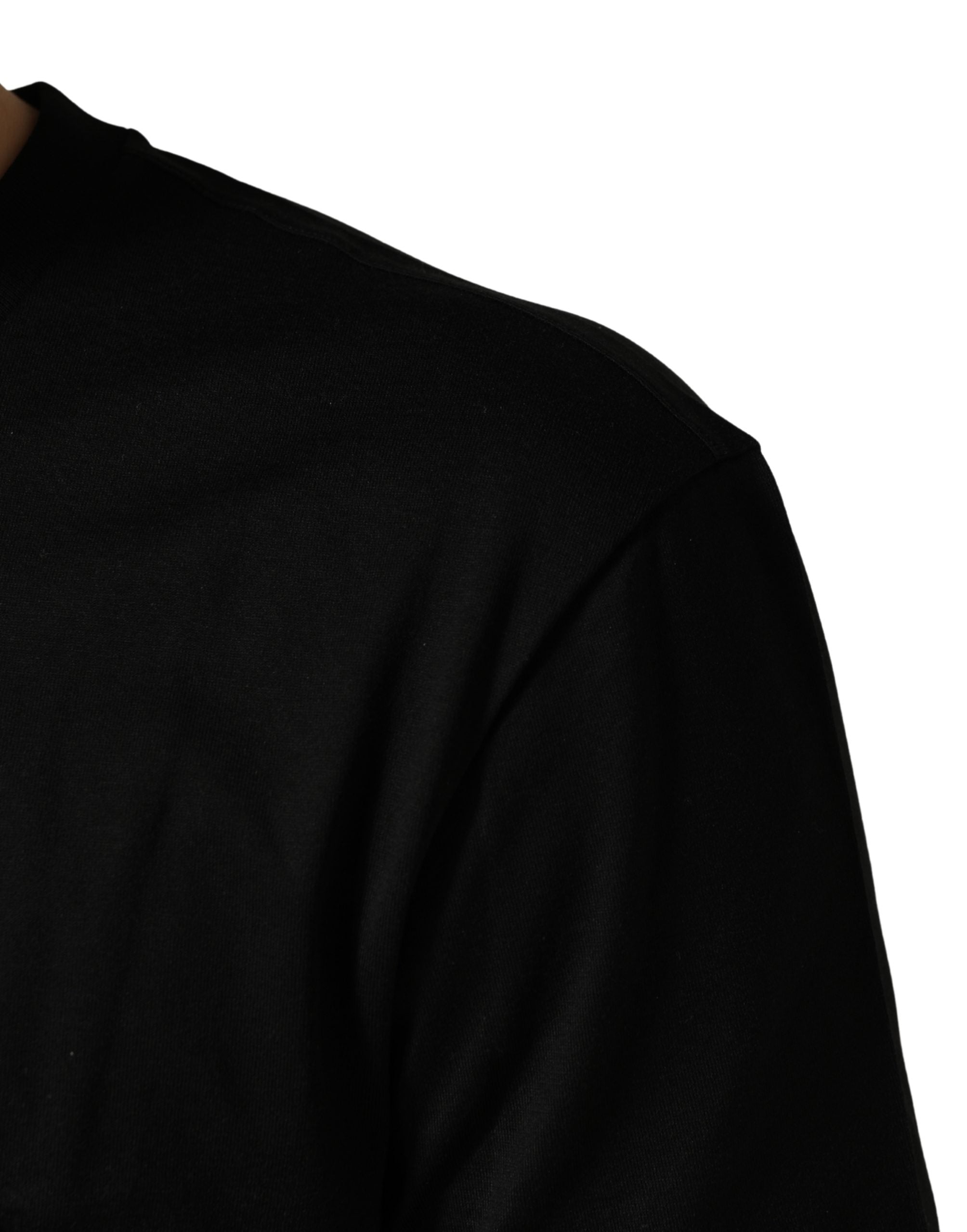 Black Logo DG Print Cotton Crew Neck T-shirt - ventzia