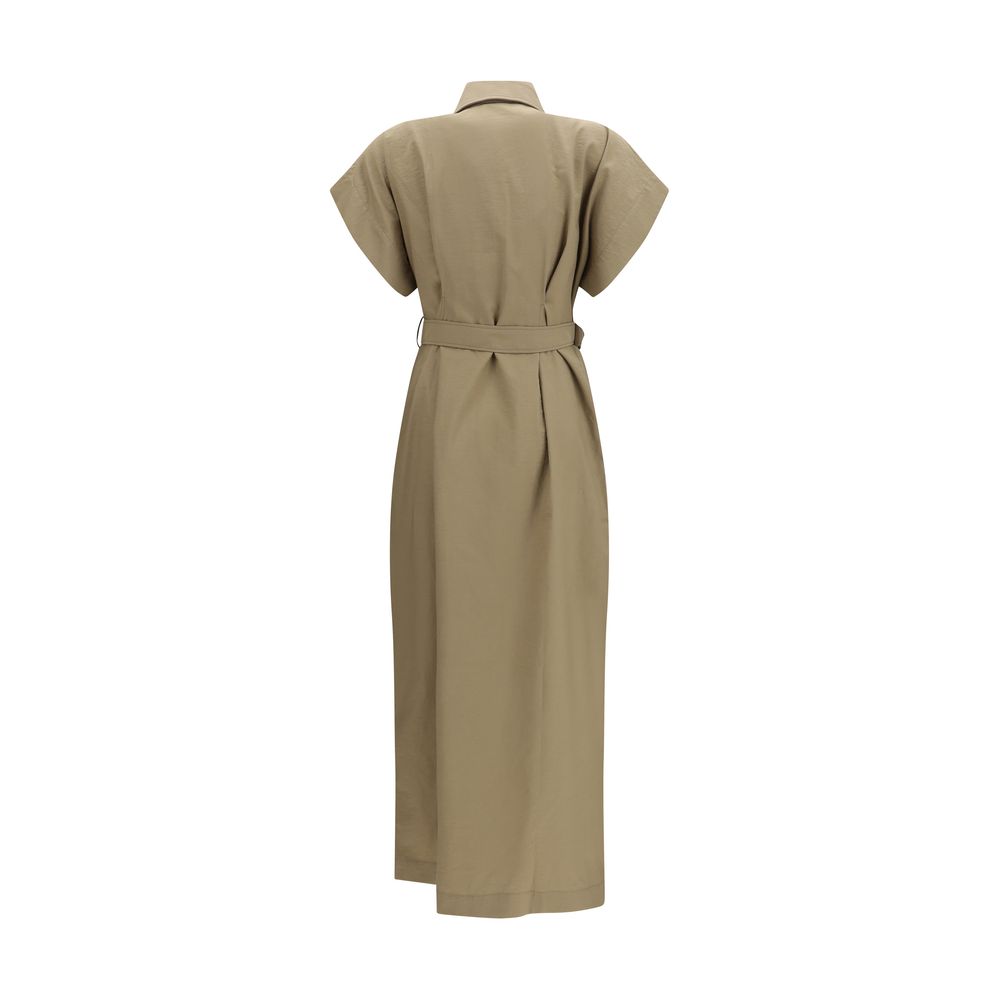 Beige Cotton Casual Dress - ventzia