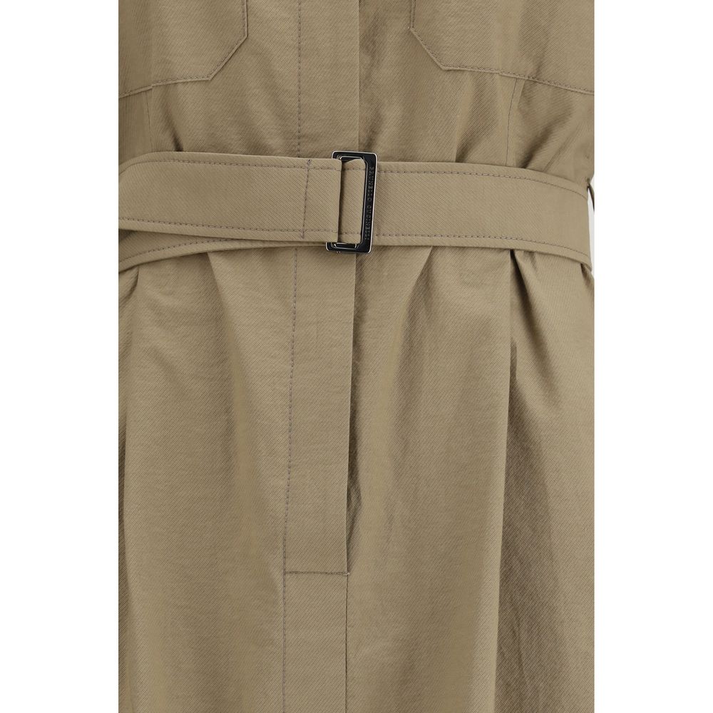 Beige Cotton Casual Dress - ventzia