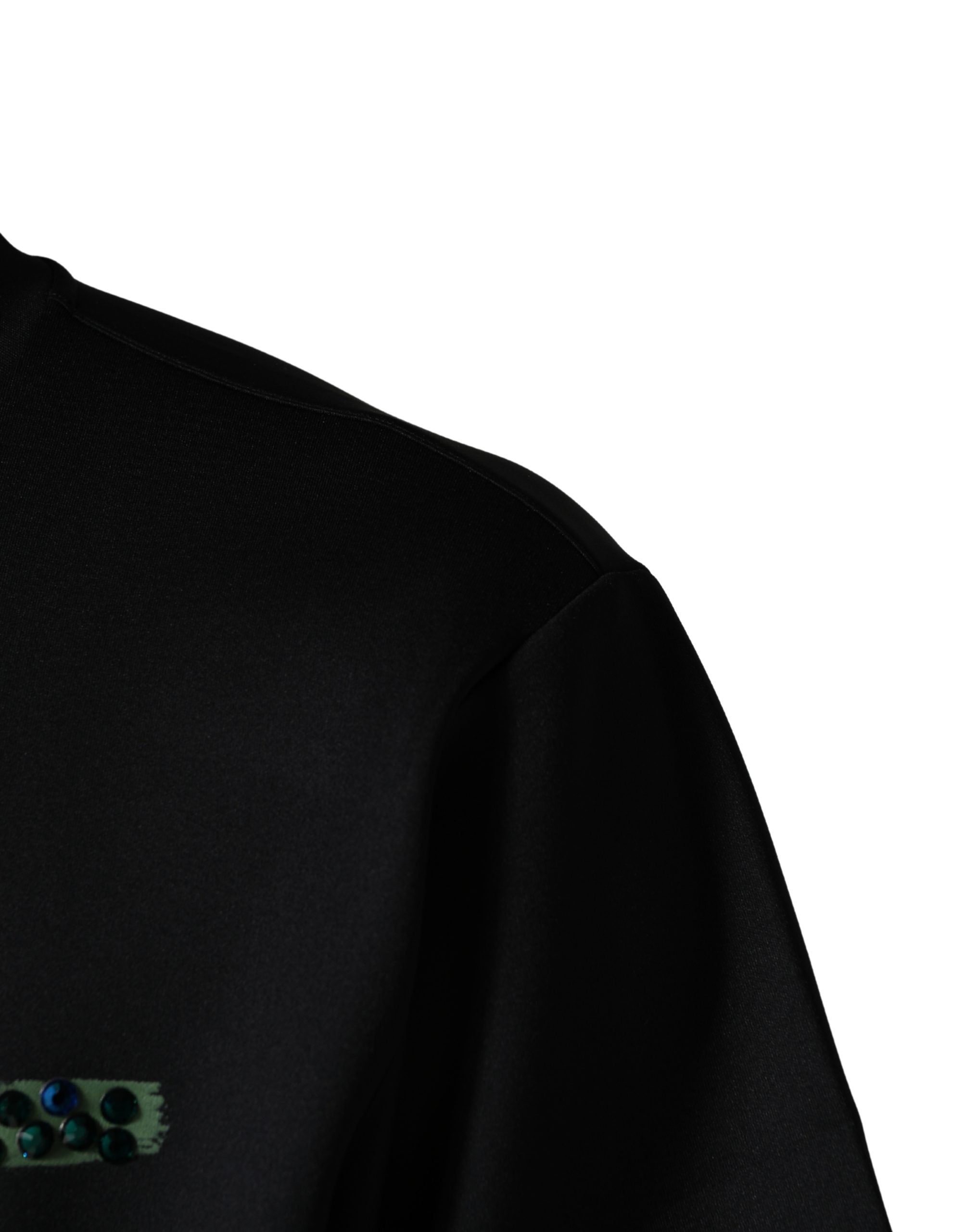 Black Have Fun Embellished Crew Neck T-shirt - ventzia