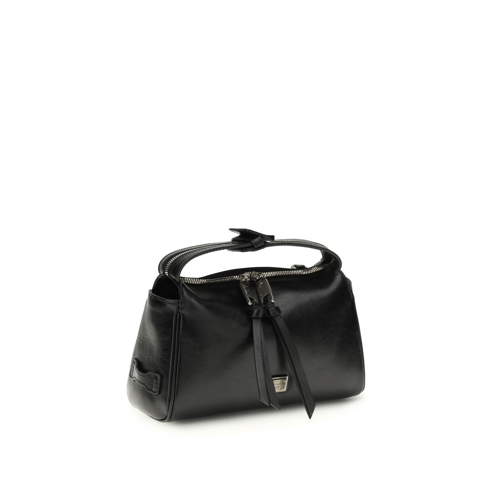 Black Calf Leather Bos Taurus Shoulder Bag - ventzia