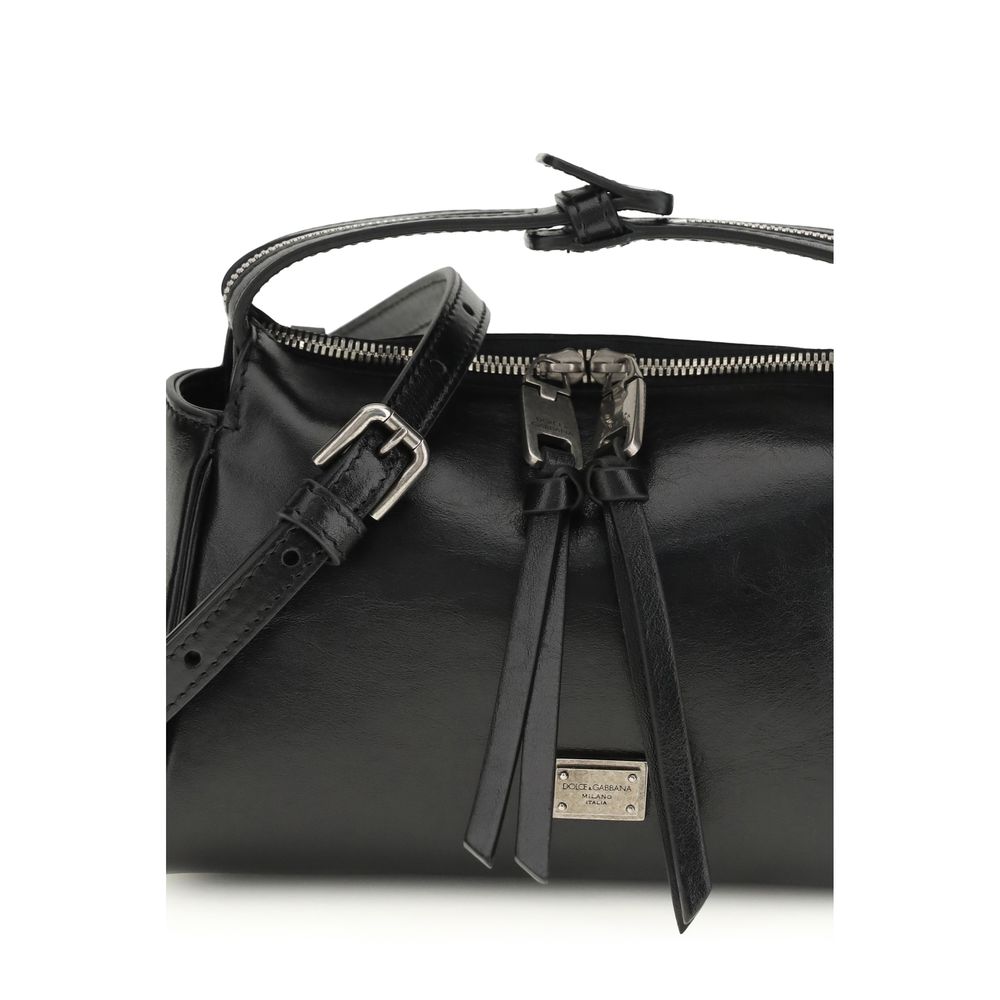 Black Calf Leather Bos Taurus Shoulder Bag - ventzia