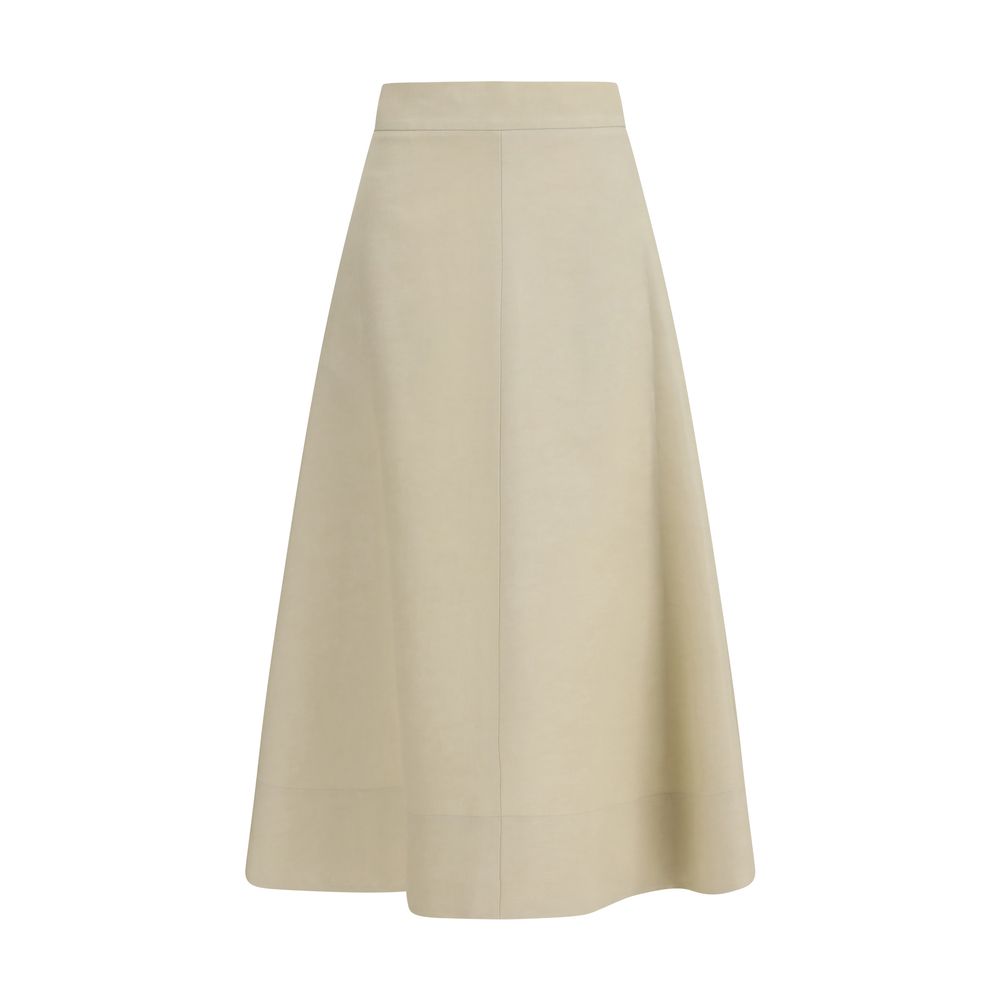 Beige Linen Midi Skirt - ventzia