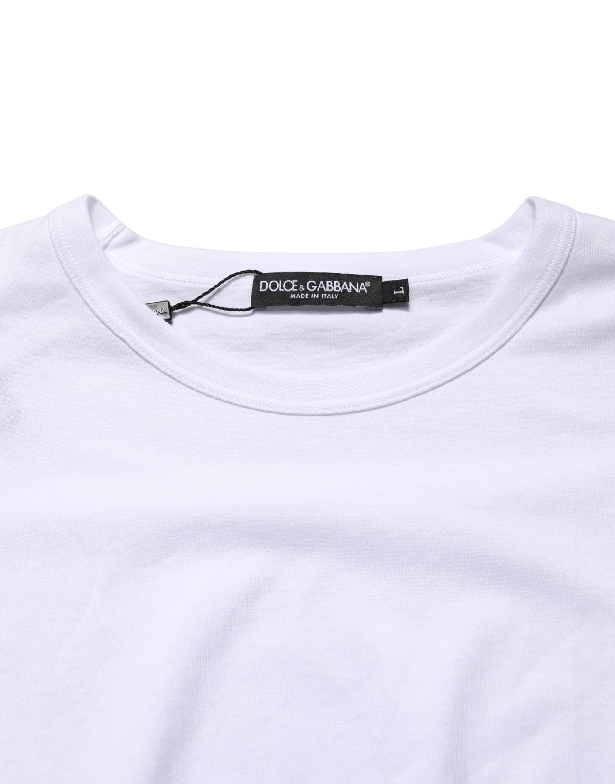 White Cotton Short Sleeves Crew Neck T-shirt - ventzia
