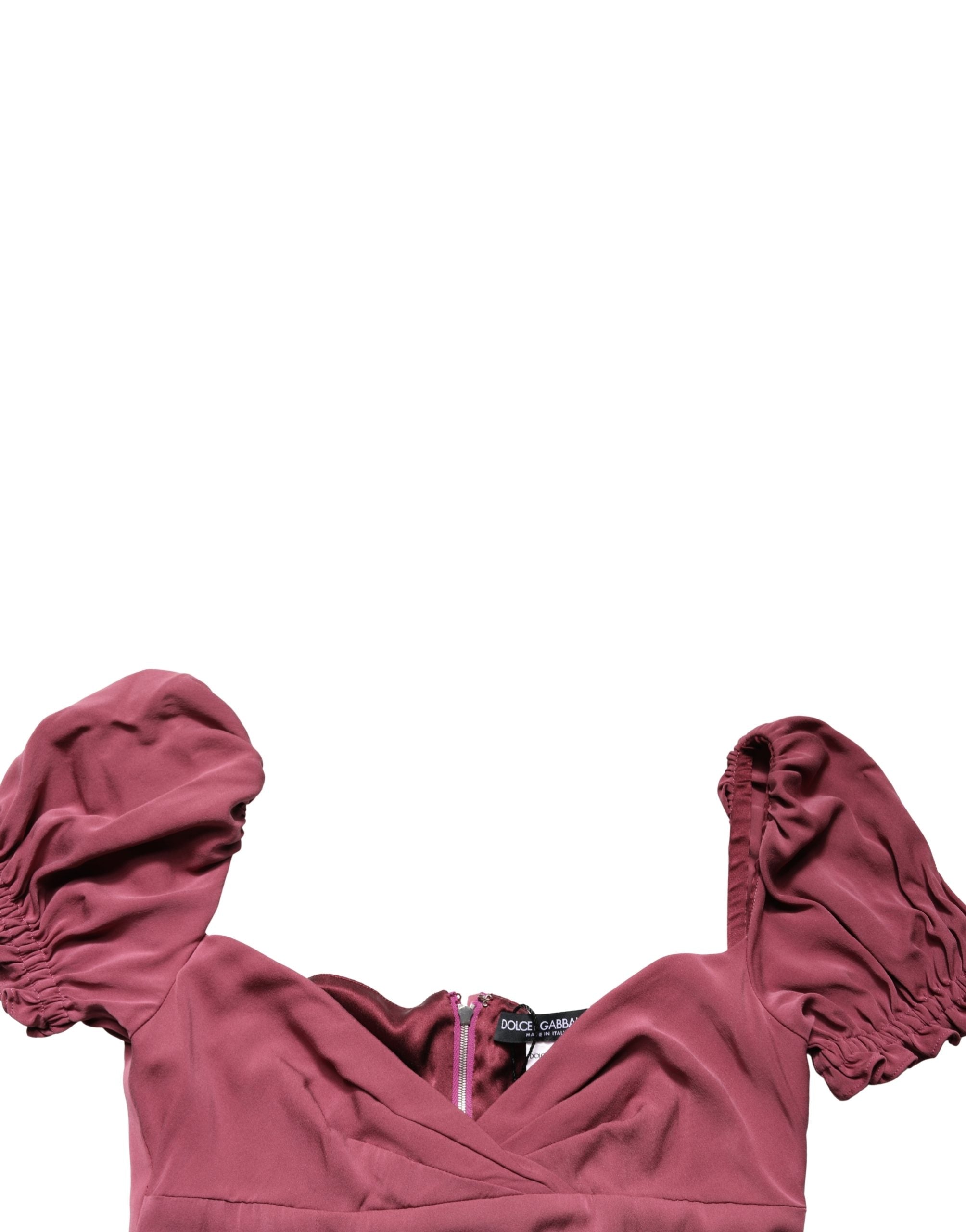 Maroon Silk Sweetheart Sheath Midi Dress - ventzia